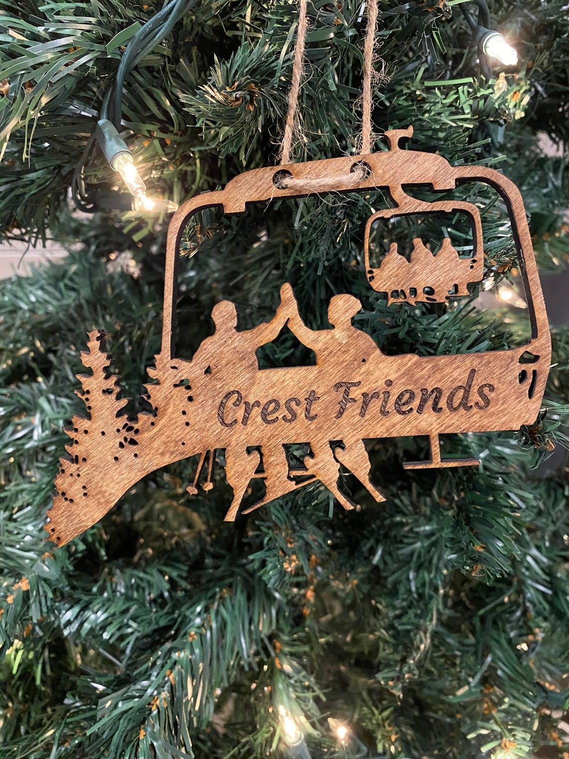 Personalized Chairlift Ski & Snowboard Friends Christmas Ornament Ski Ornament, Skier Gift, Wooden Ornament, Free Personalization