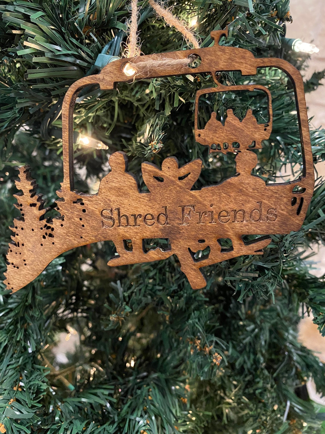 Personalized Chairlift Ski &amp; Snowboard Friends Christmas Ornament Ski Ornament, Skier Gift, Wooden Ornament, Free Personalization