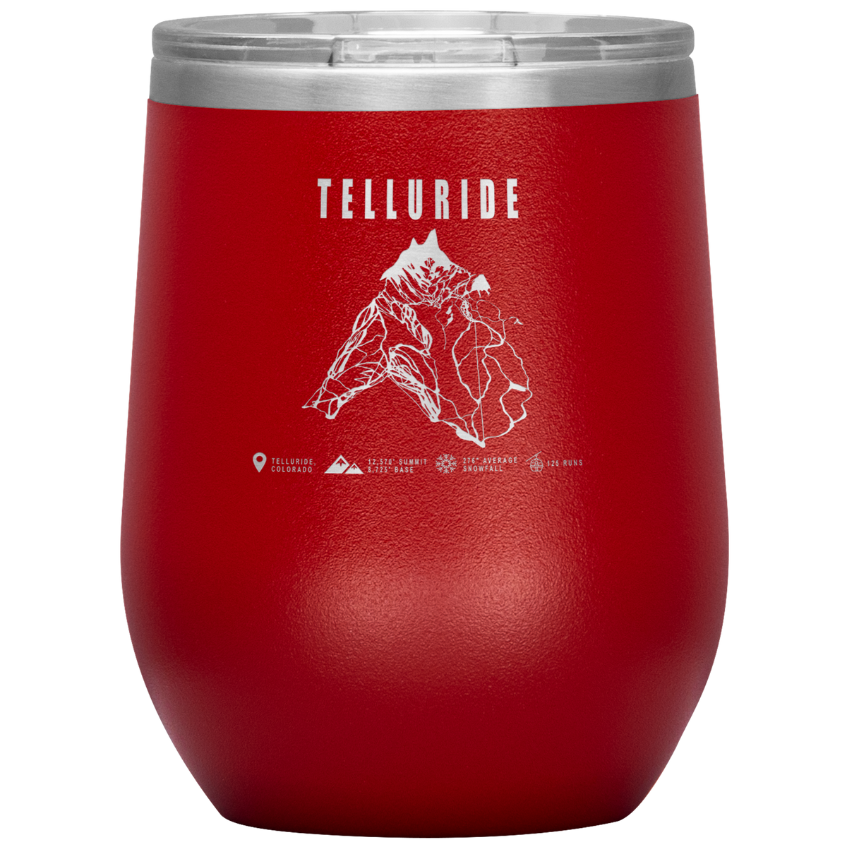 Telluride Colorado Ski Trail Map Wine 12oz Tumbler - Powderaddicts