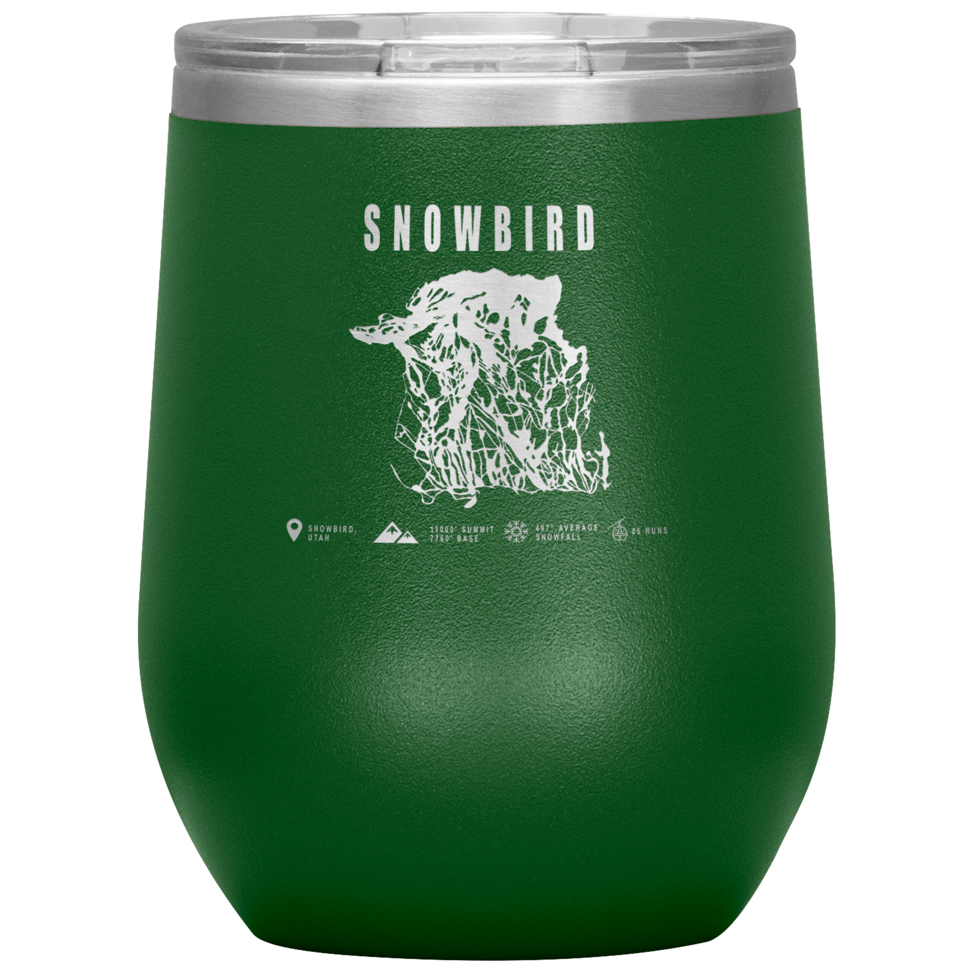 Snowbird,Utah Ski Trail Map Wine 12oz Tumbler - Powderaddicts