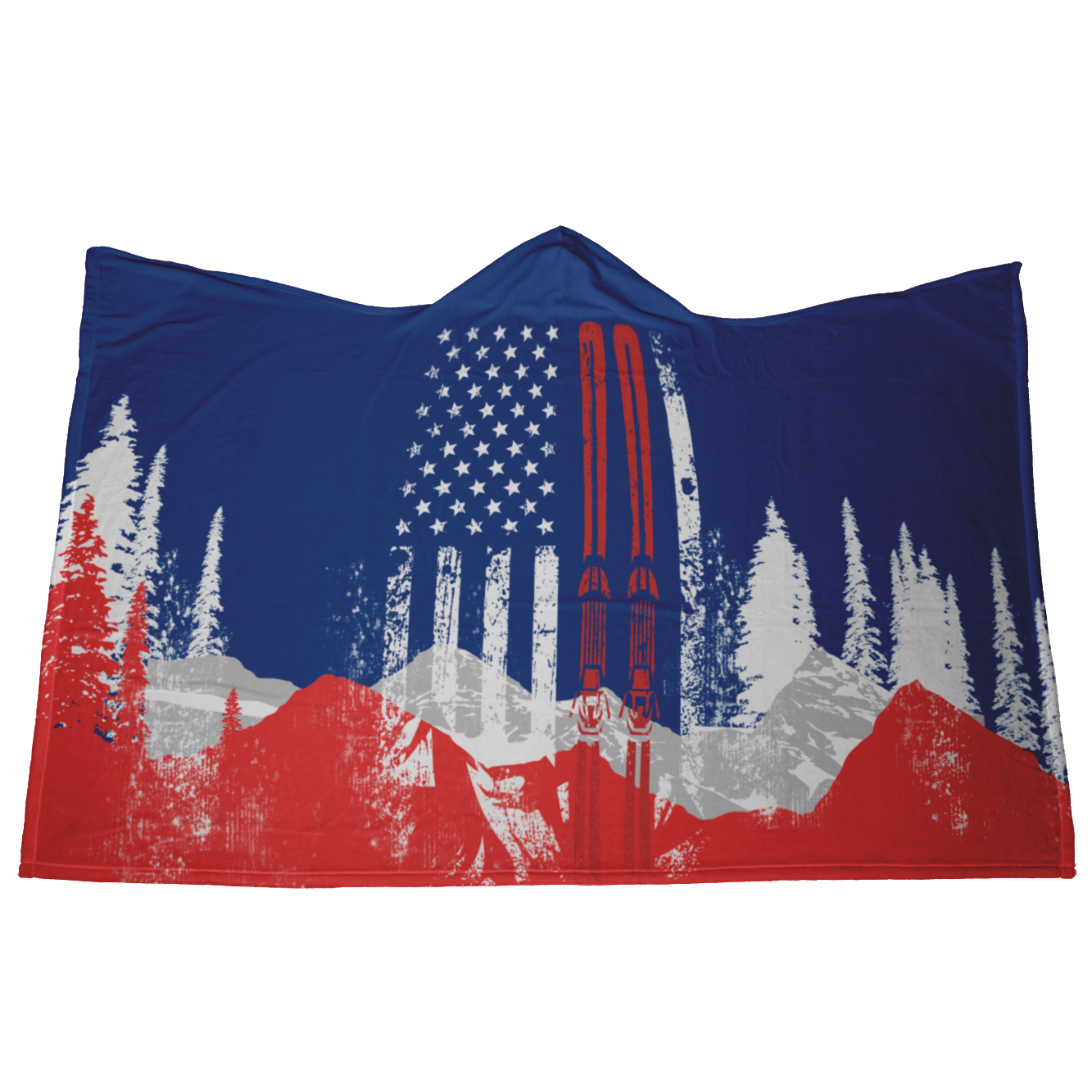 USA Ski Flag Hooded Blanket - Powderaddicts