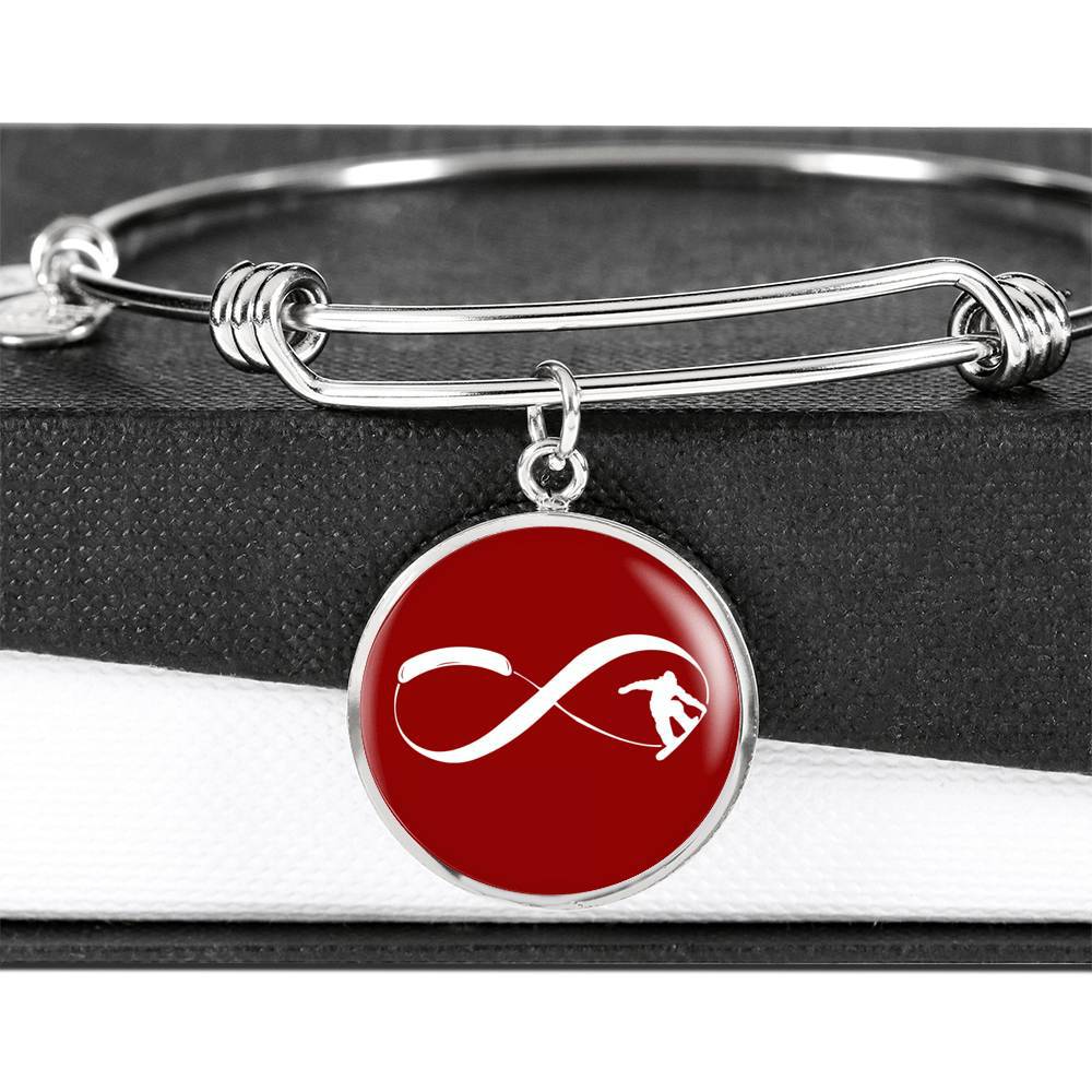 Infinity Snowboard Red Pendant Bangle - Powderaddicts