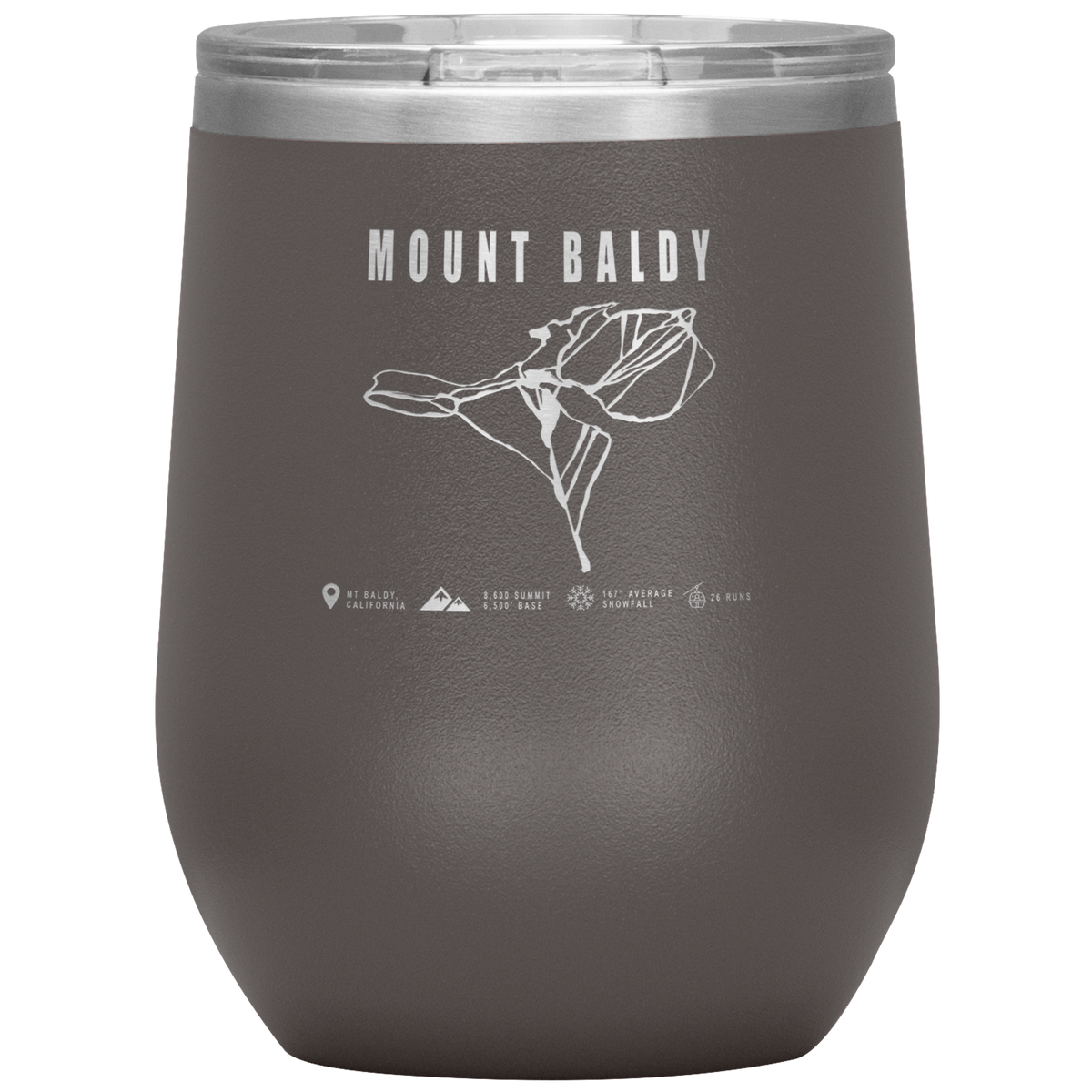 Mount Baldy, California Ski Trail Map Wine 12oz Tumbler - Powderaddicts