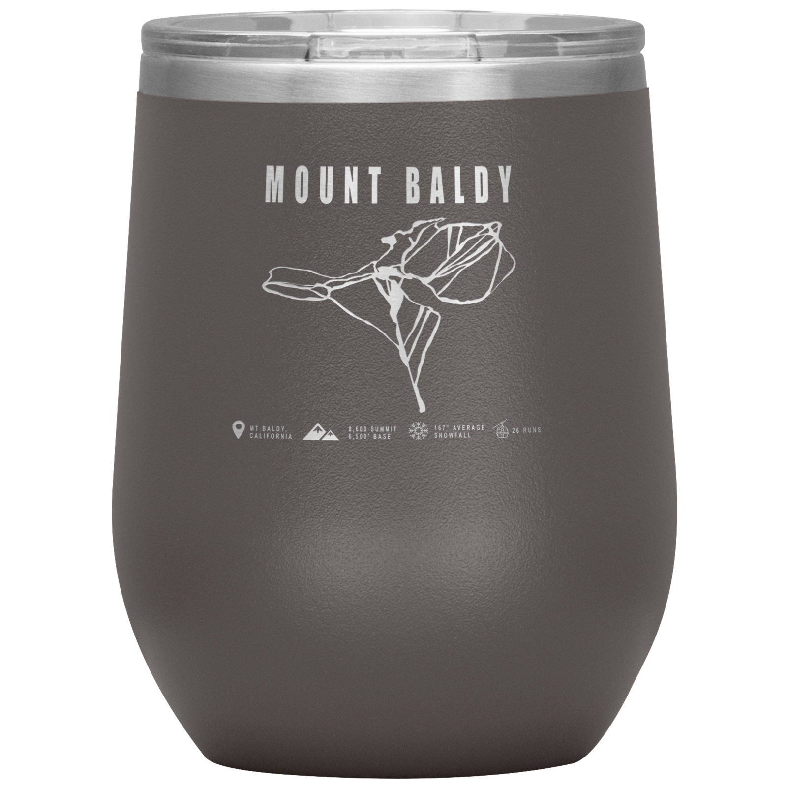 Mount Baldy, California Ski Trail Map Wine 12oz Tumbler - Powderaddicts