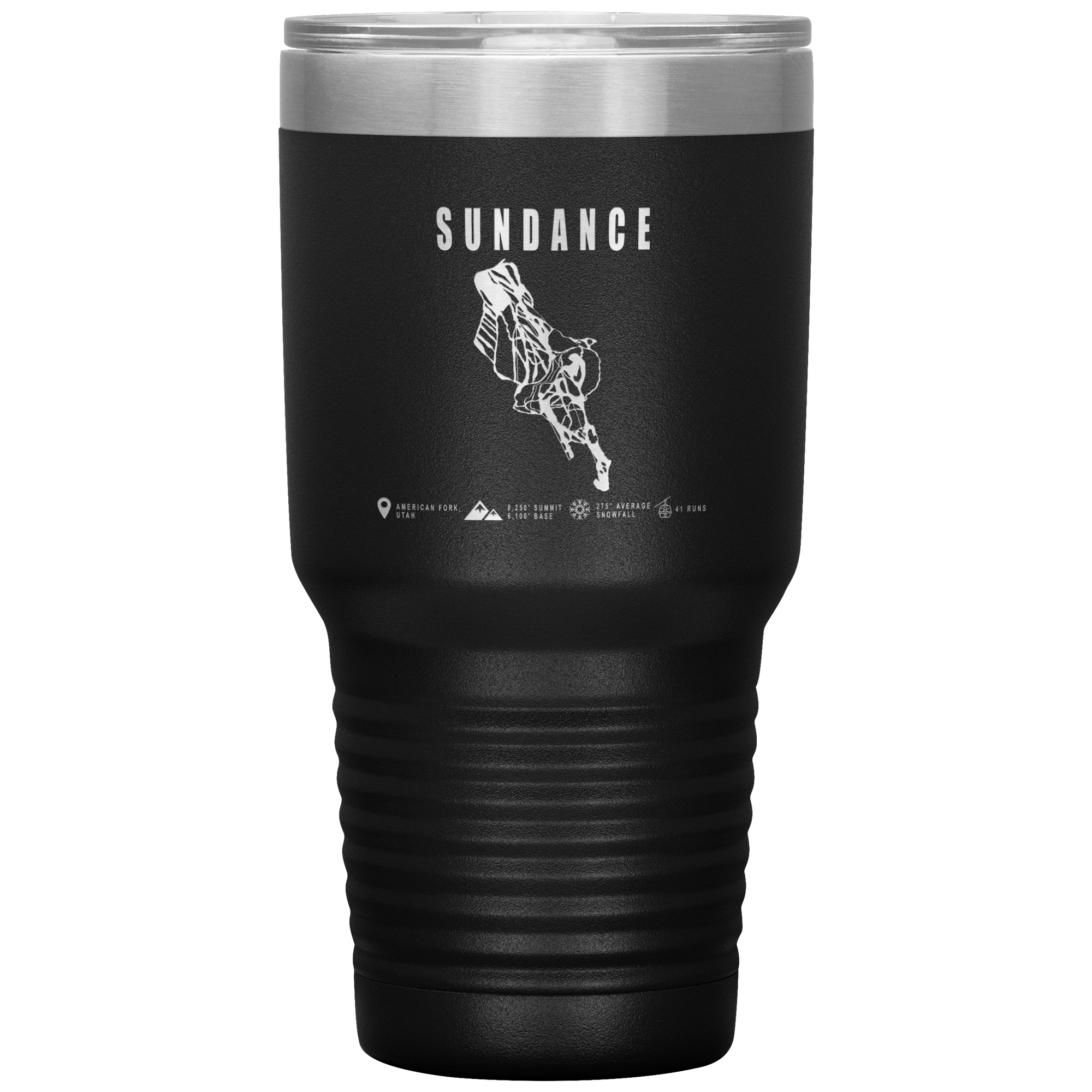 Sundance,Utah Ski Trail Map 30oz Tumbler - Powderaddicts