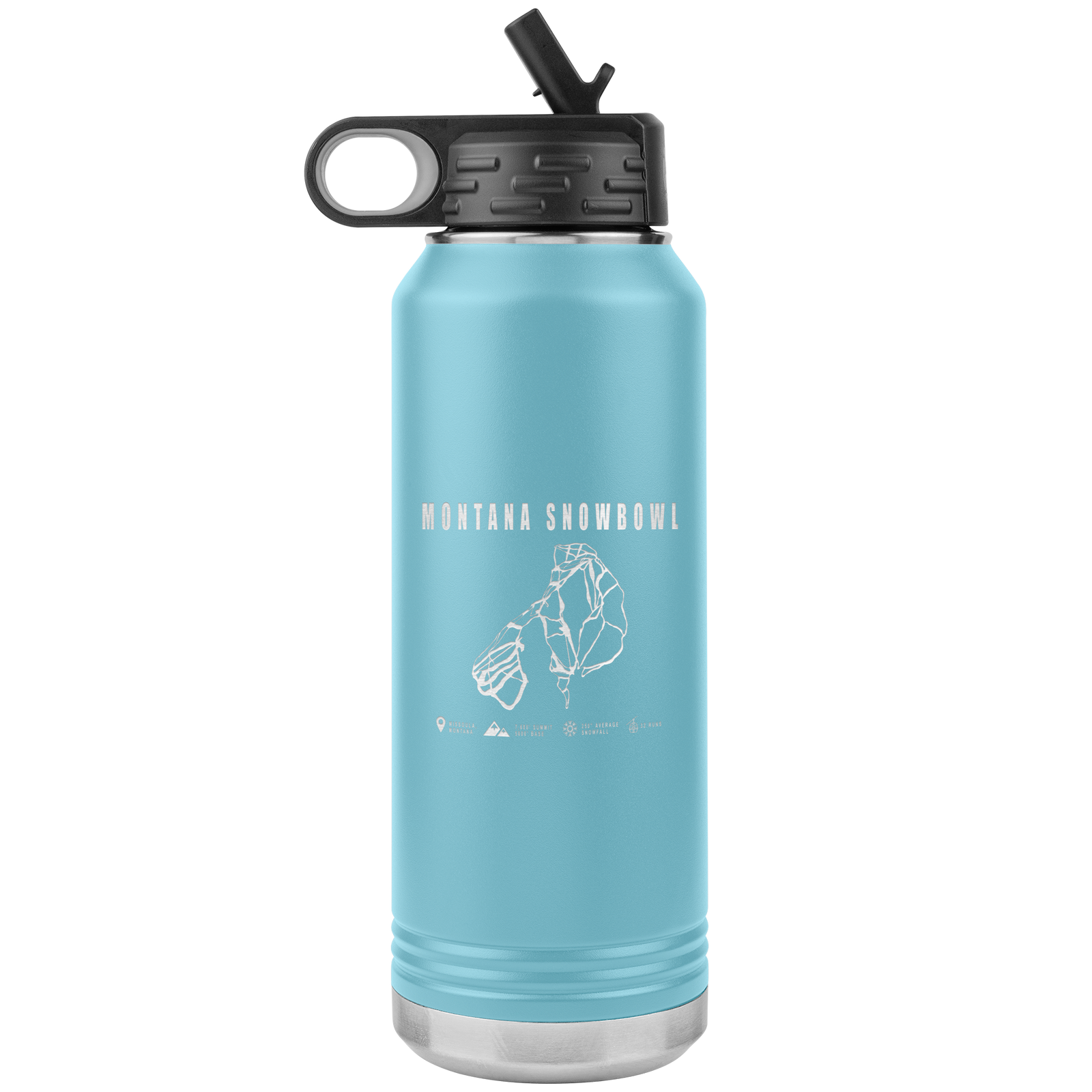 Montana Snowbowl, Montana Ski Trail Map 32oz Water Bottle Tumbler - Powderaddicts