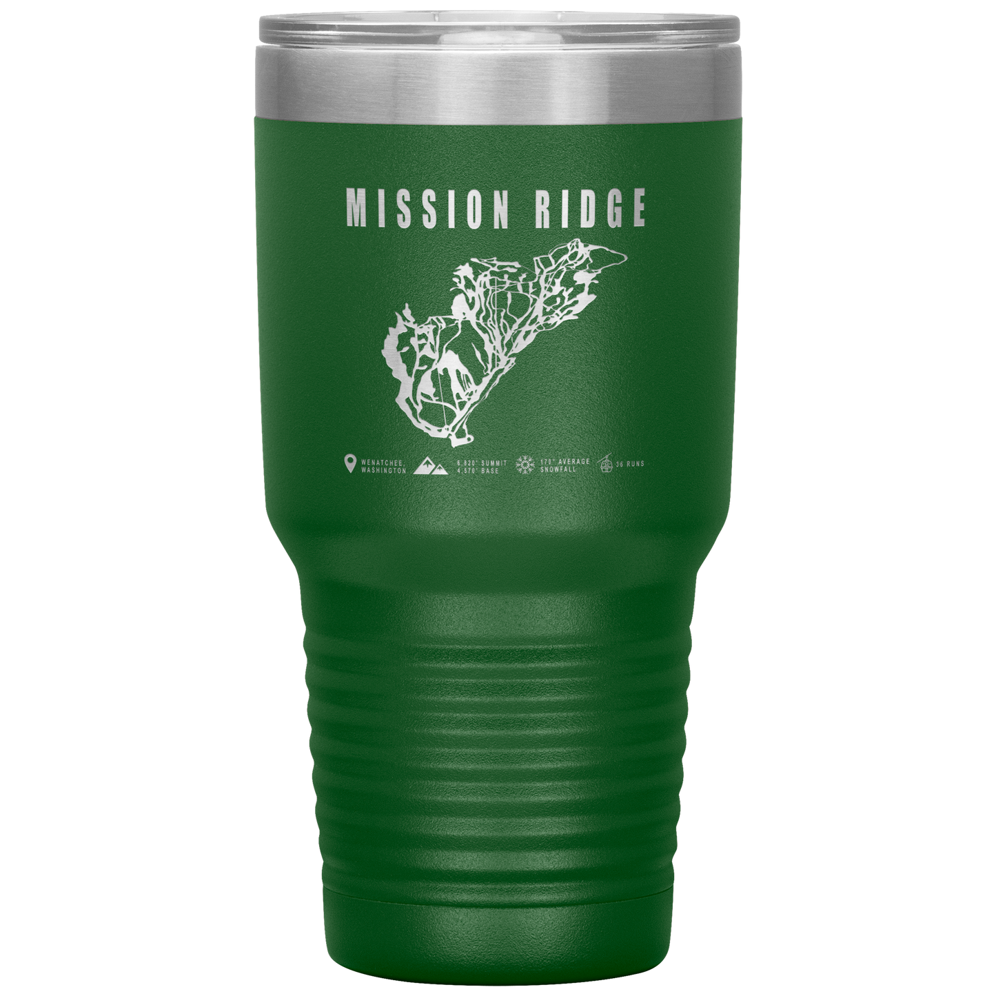 Mission Ridge, Washington Ski Trail Map 30oz Tumbler - Powderaddicts