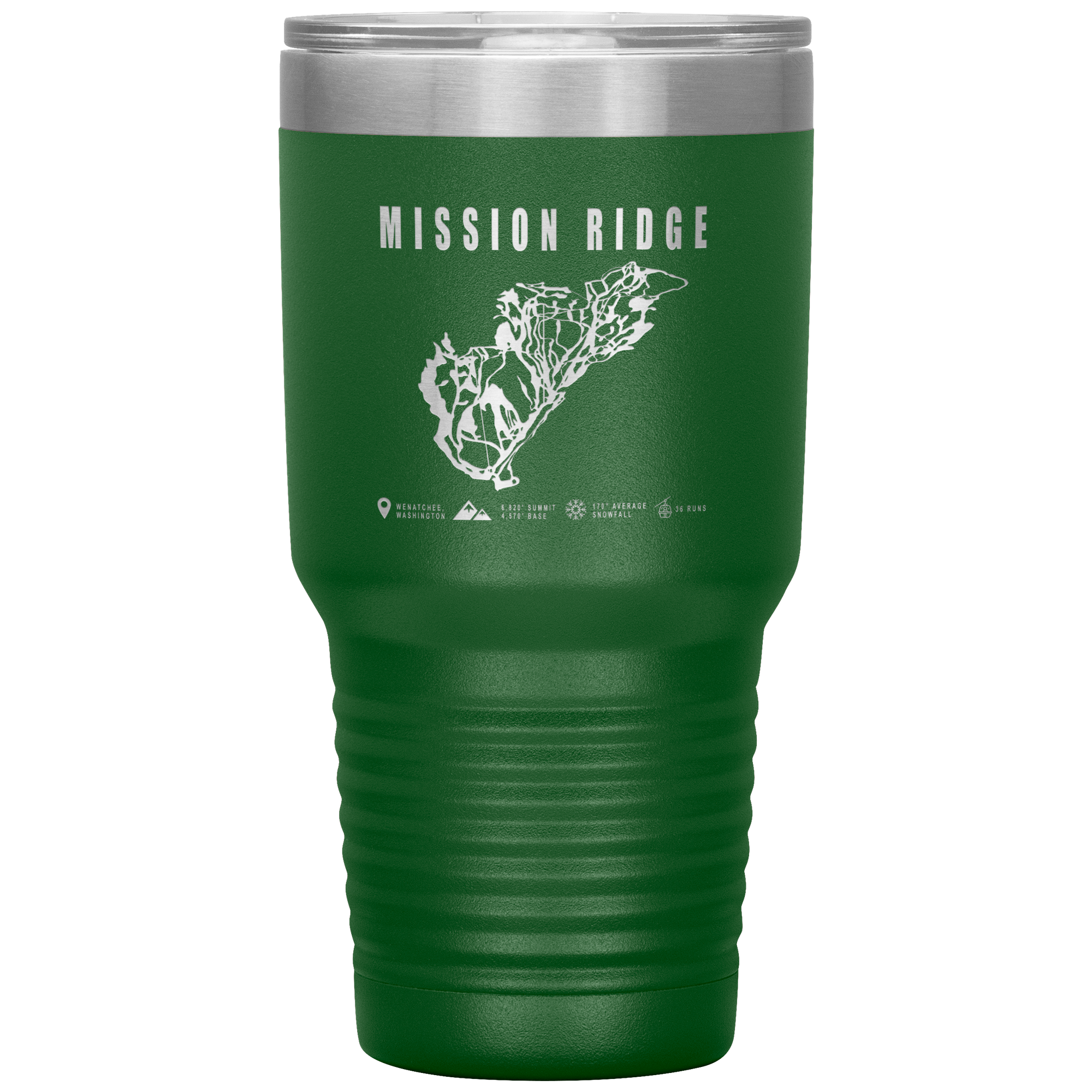 Mission Ridge, Washington Ski Trail Map 30oz Tumbler - Powderaddicts