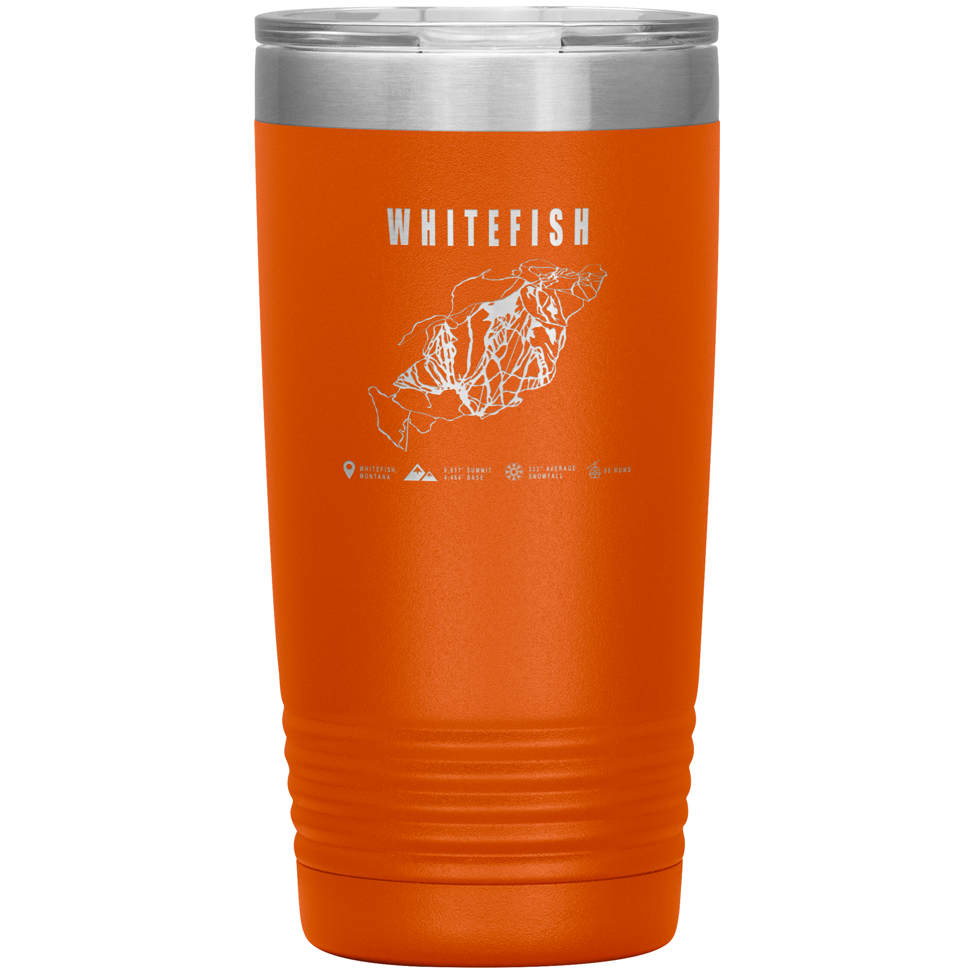 Whitefish Montana Ski Trail Map 20oz Tumbler - Powderaddicts