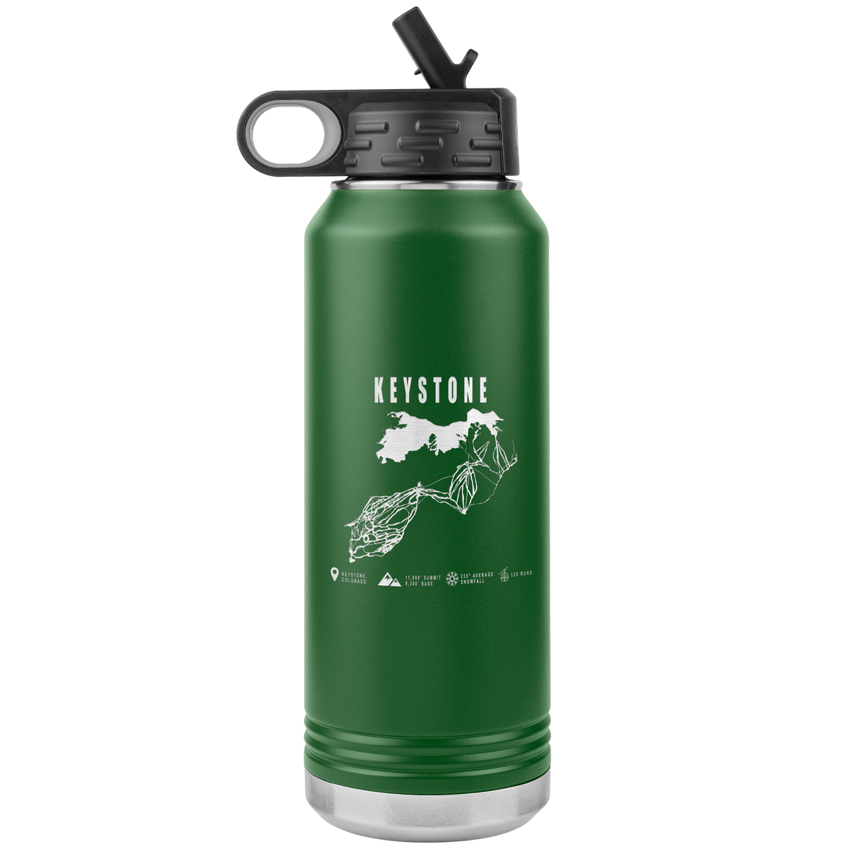 Keystone Colorado Ski Trail Map 32oz Water Bottle Tumbler - Powderaddicts