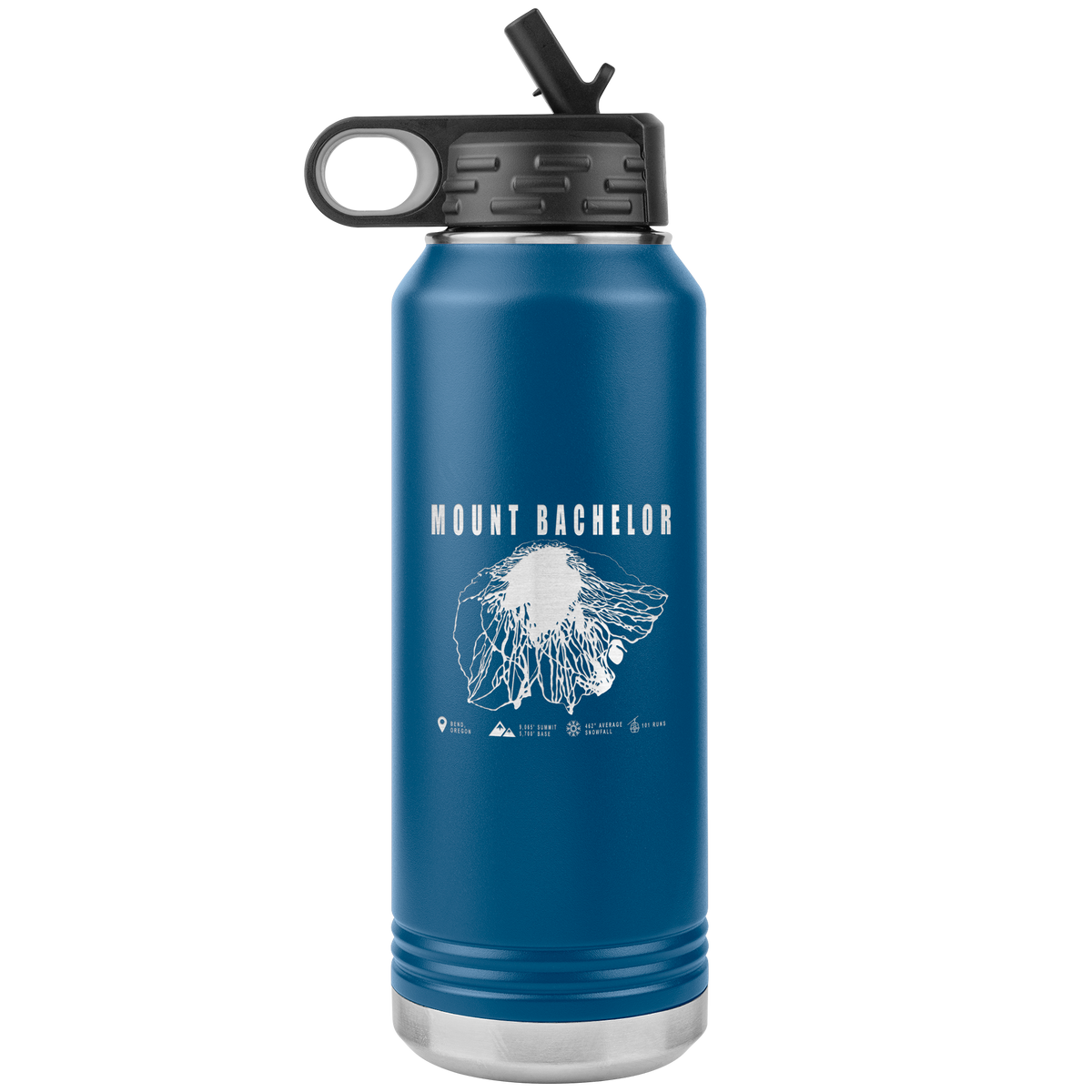 Mount Bachelor, Oregon Ski Trail Map 32oz Water Bottle Tumbler - Powderaddicts