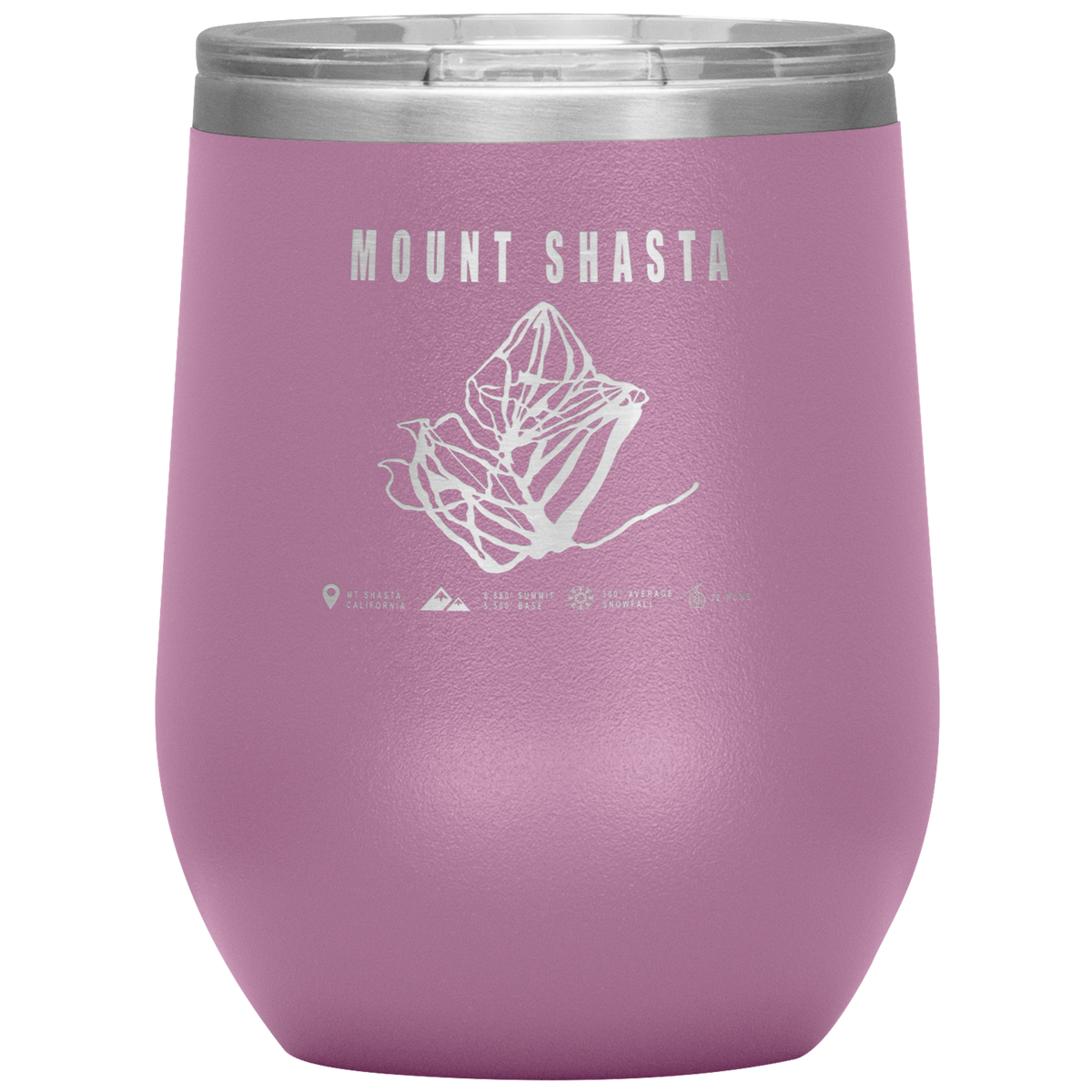 Mount Shasta, California Ski Trail Map Wine 12oz Tumbler - Powderaddicts