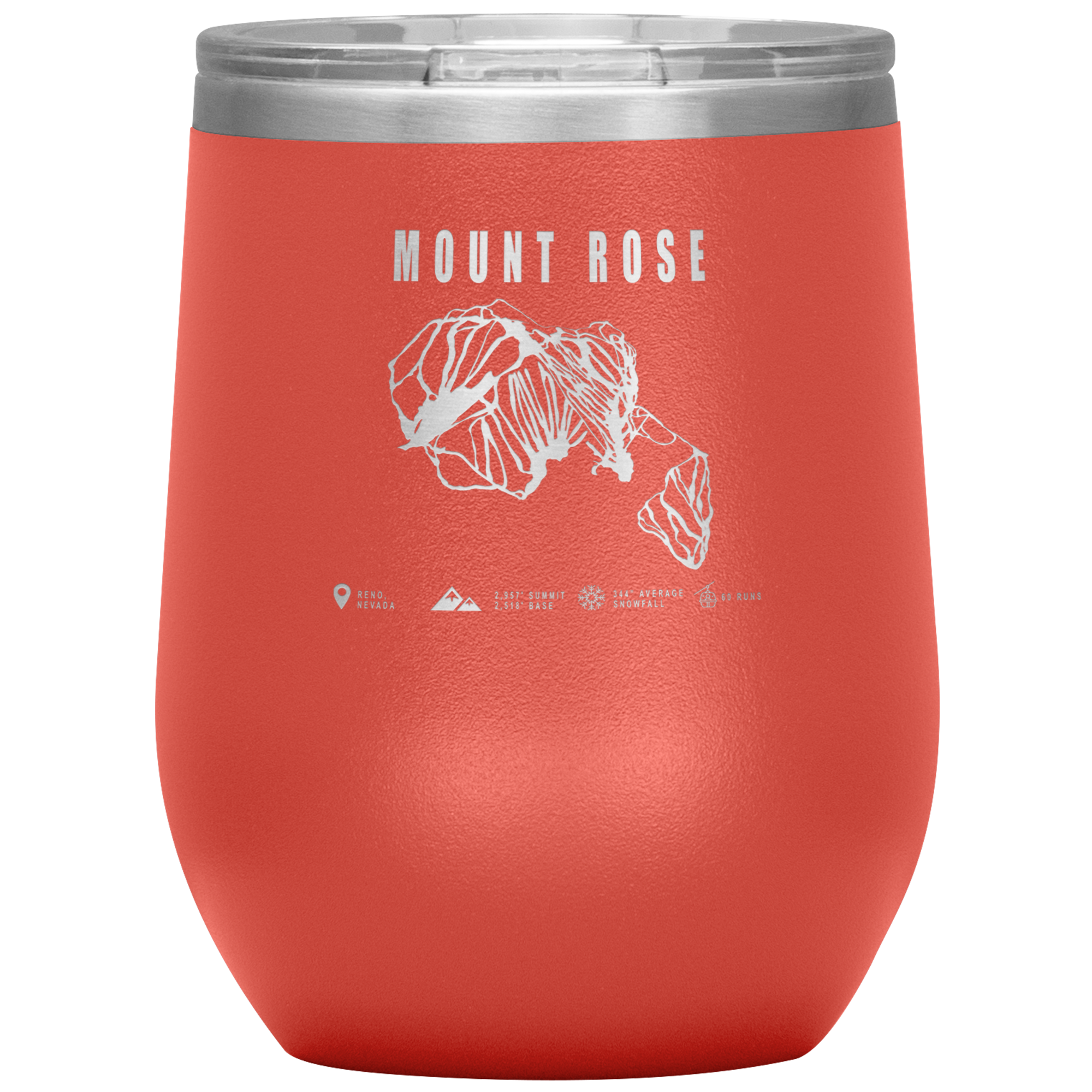 Mount Rose, Nevada Ski Trail Map Wine 12oz Tumbler - Powderaddicts