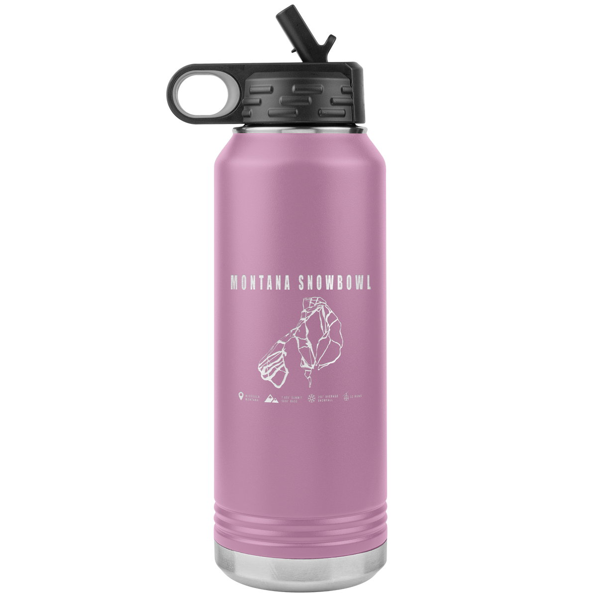 Montana Snowbowl, Montana Ski Trail Map 32oz Water Bottle Tumbler - Powderaddicts