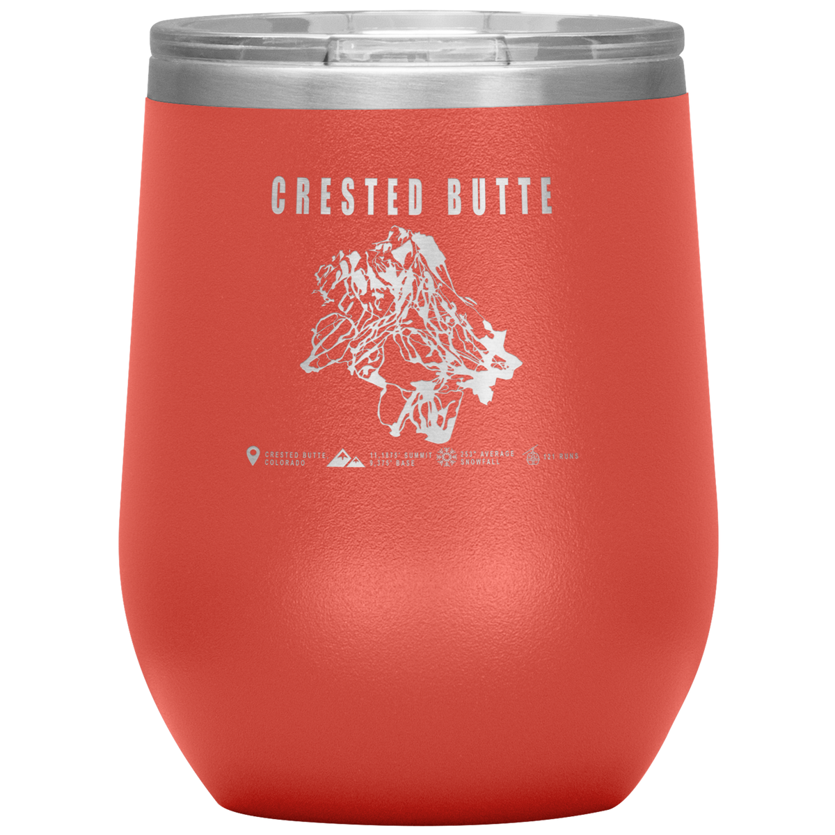 Crested Butte Colorado Ski Trail Map Wine 12oz Tumbler - Powderaddicts