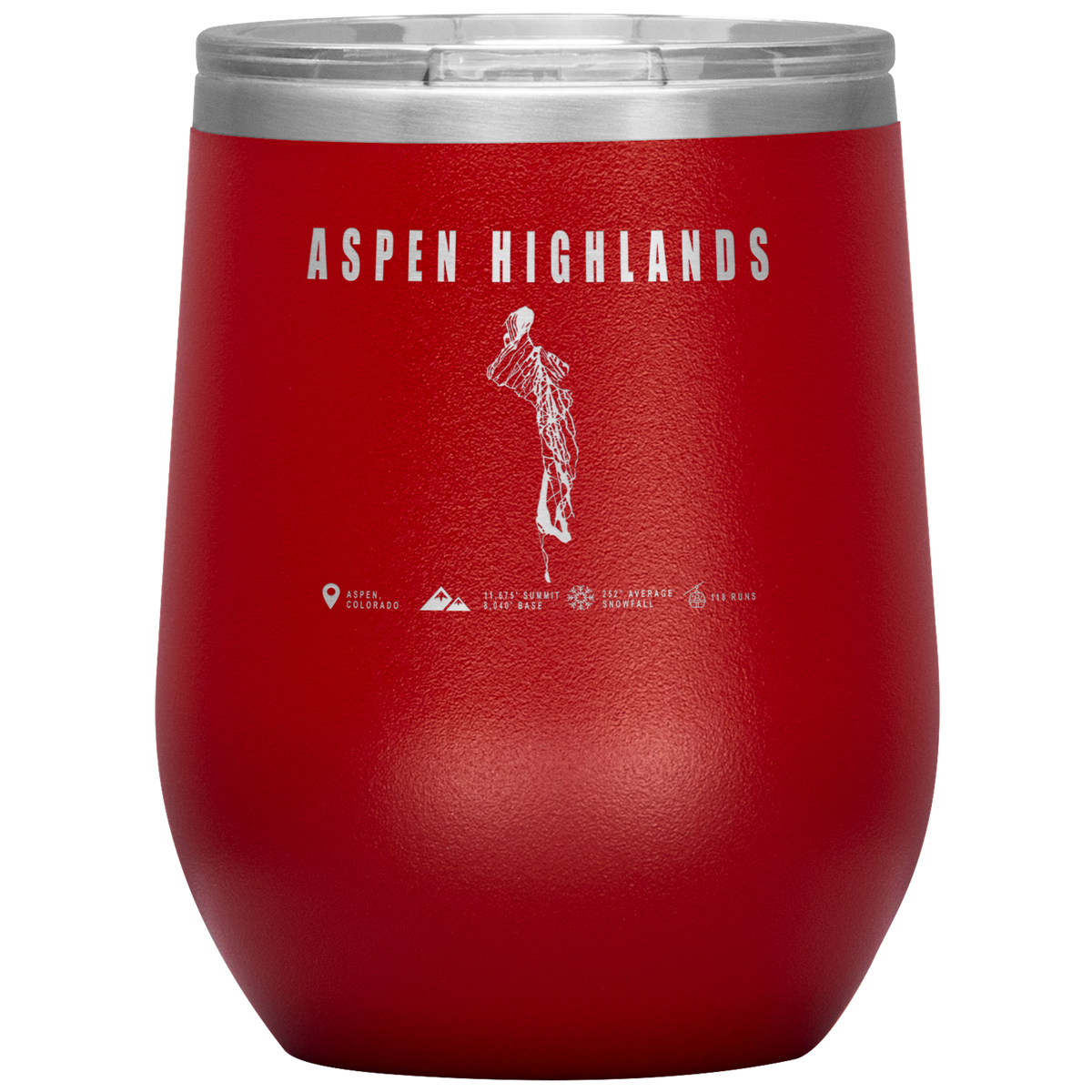 Aspen Highlands,Colorado Ski Resort Wine 12 oz Tumbler - Powderaddicts