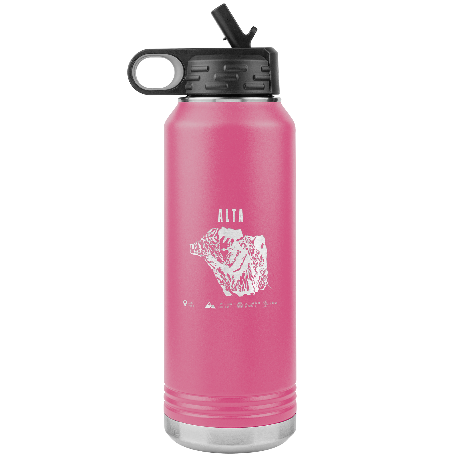 Alta,Utah Ski Trail Map 32oz Water Bottle Tumbler - Powderaddicts
