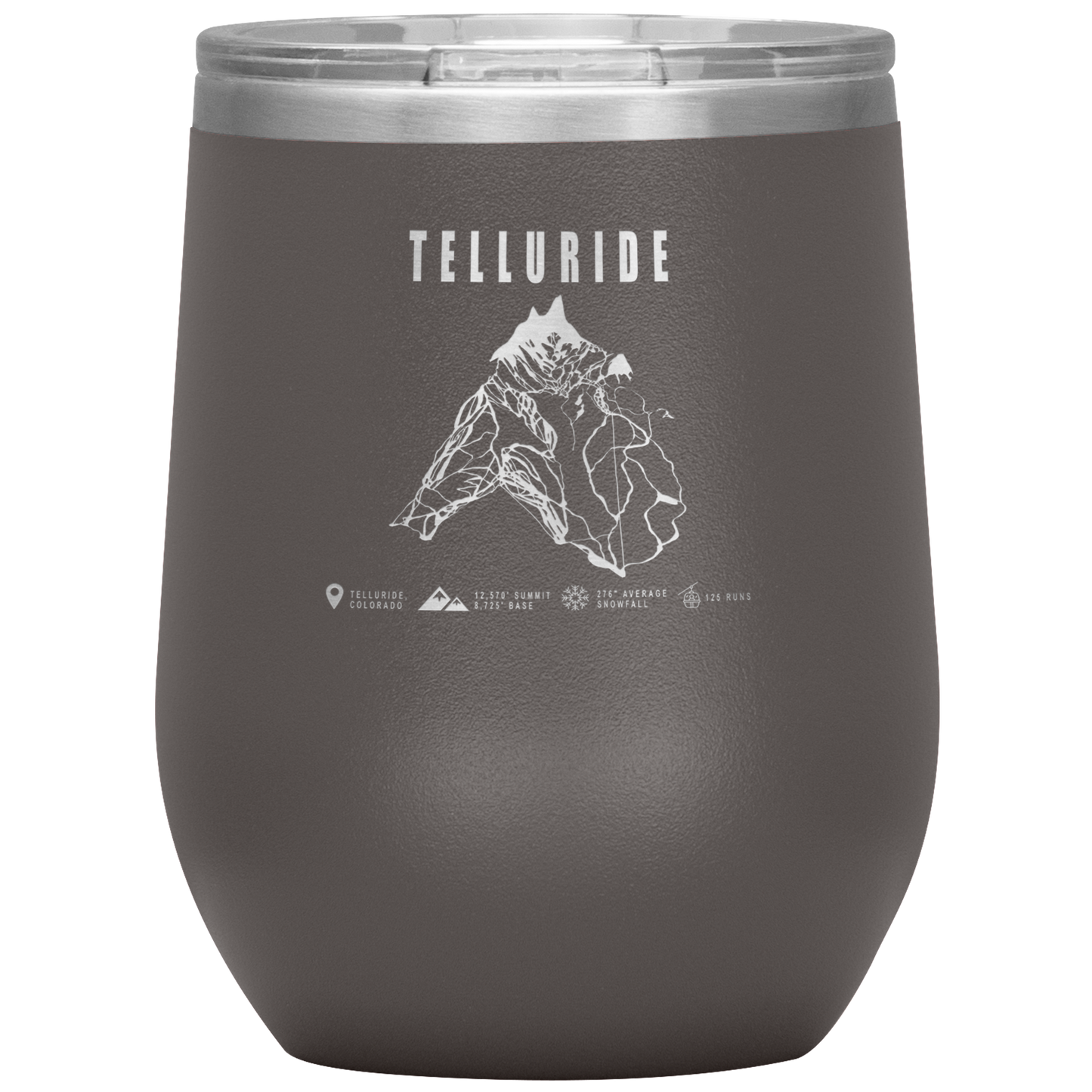 Telluride Colorado Ski Trail Map Wine 12oz Tumbler - Powderaddicts