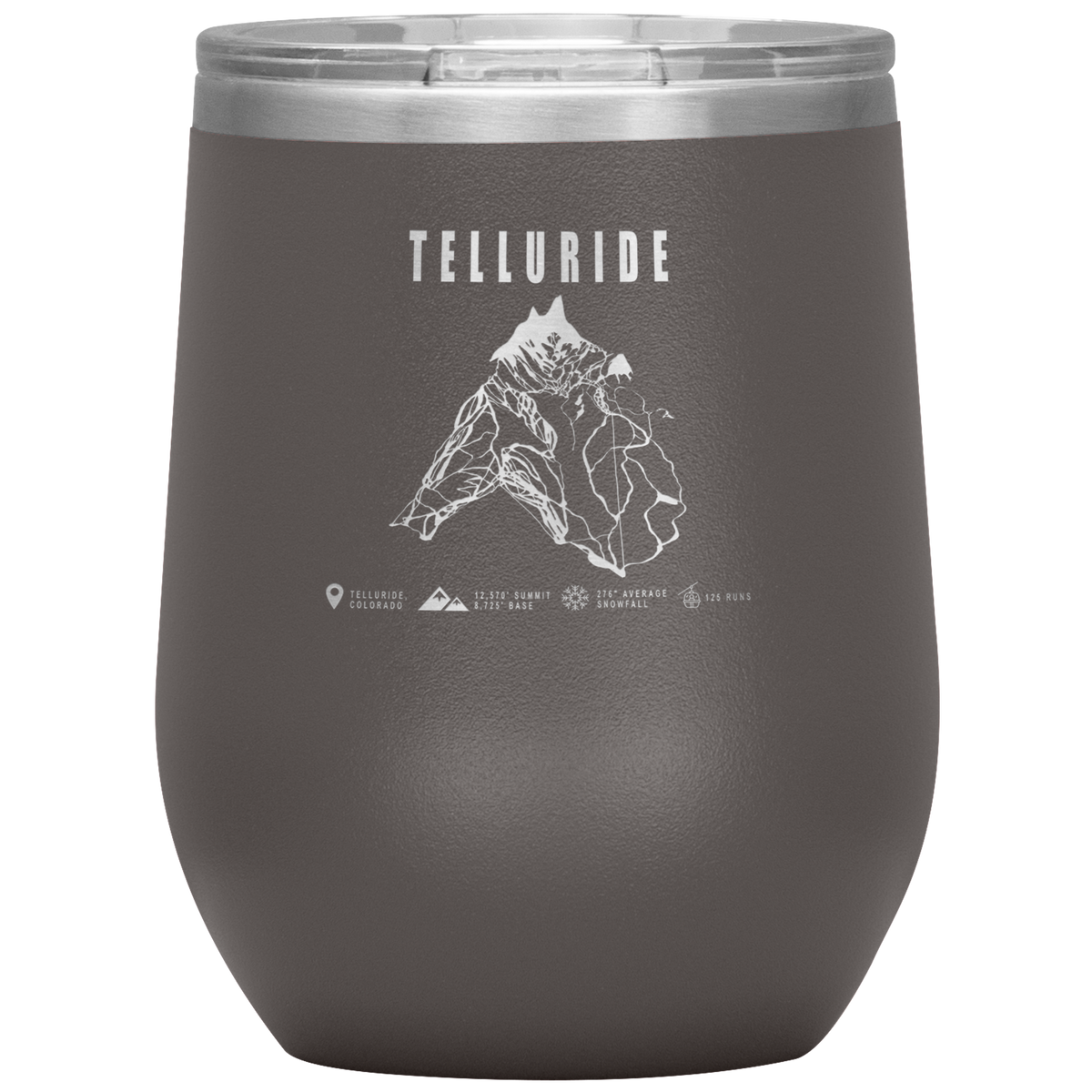Telluride Colorado Ski Trail Map Wine 12oz Tumbler - Powderaddicts