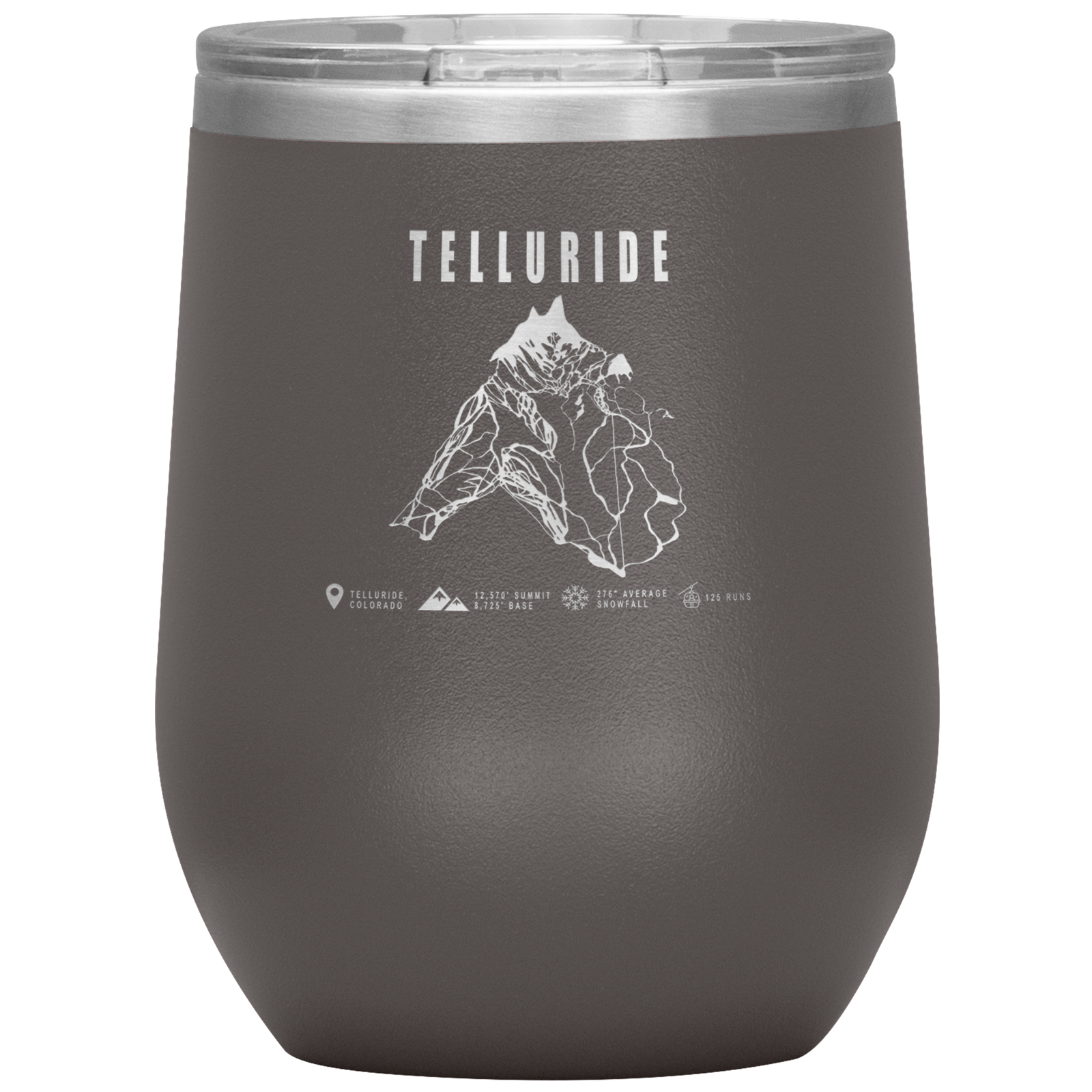 Telluride Colorado Ski Trail Map Wine 12oz Tumbler - Powderaddicts