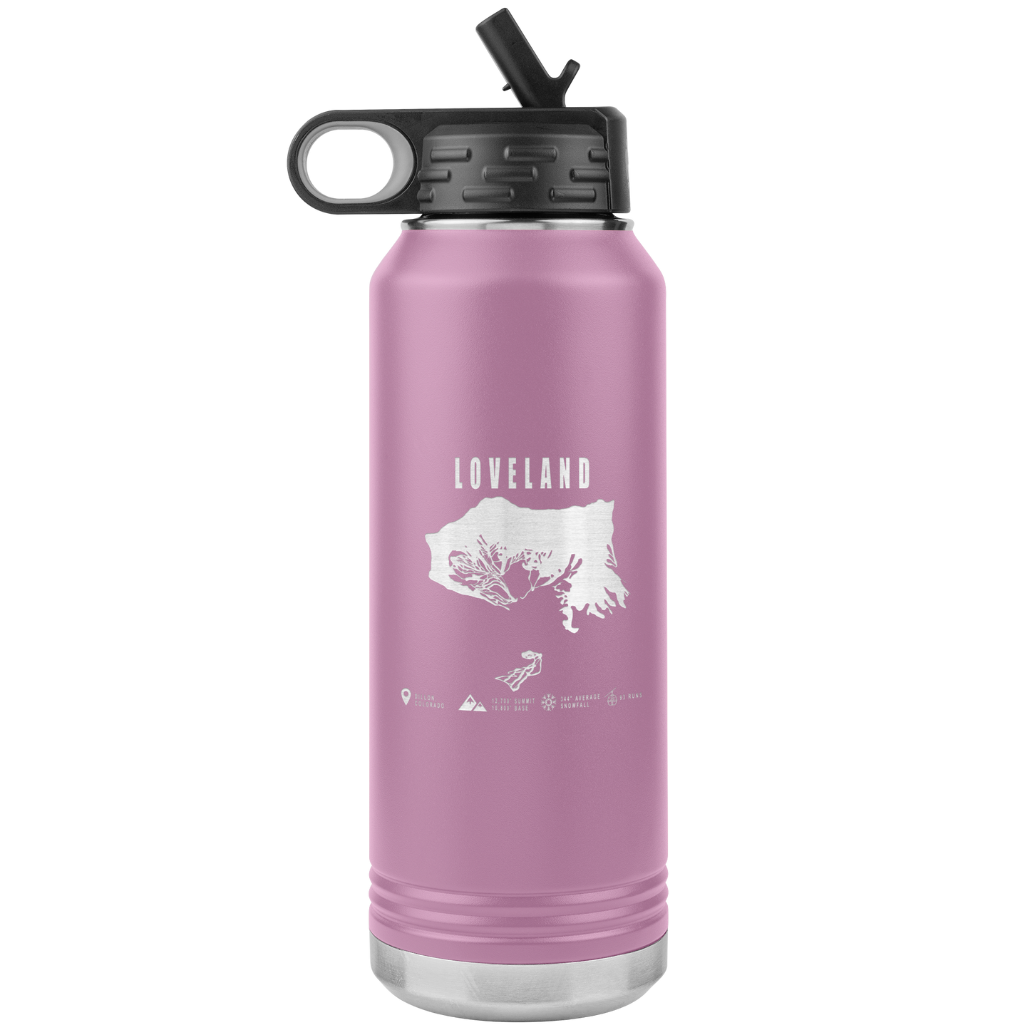 Loveland Colorado Ski Trail Map 32oz Water Bottle Tumbler - Powderaddicts