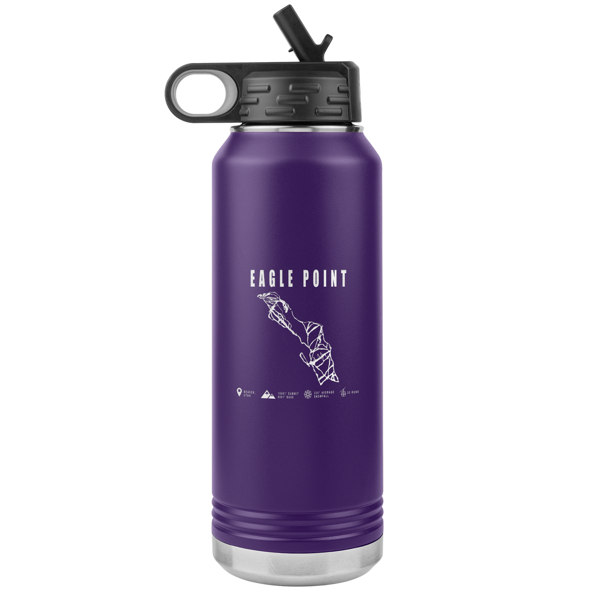 Eagle Point,Utah Ski Trail Map 32oz Water Bottle Tumbler - Powderaddicts