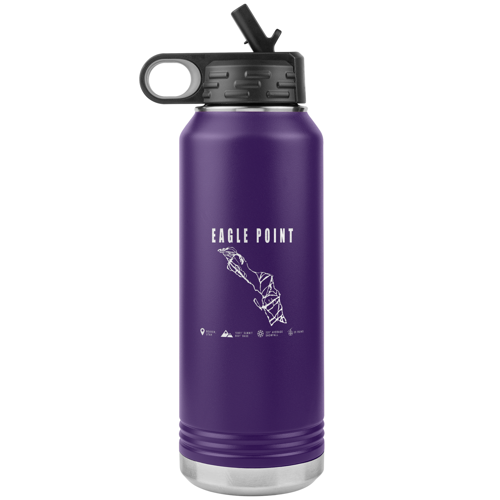 Eagle Point,Utah Ski Trail Map 32oz Water Bottle Tumbler - Powderaddicts