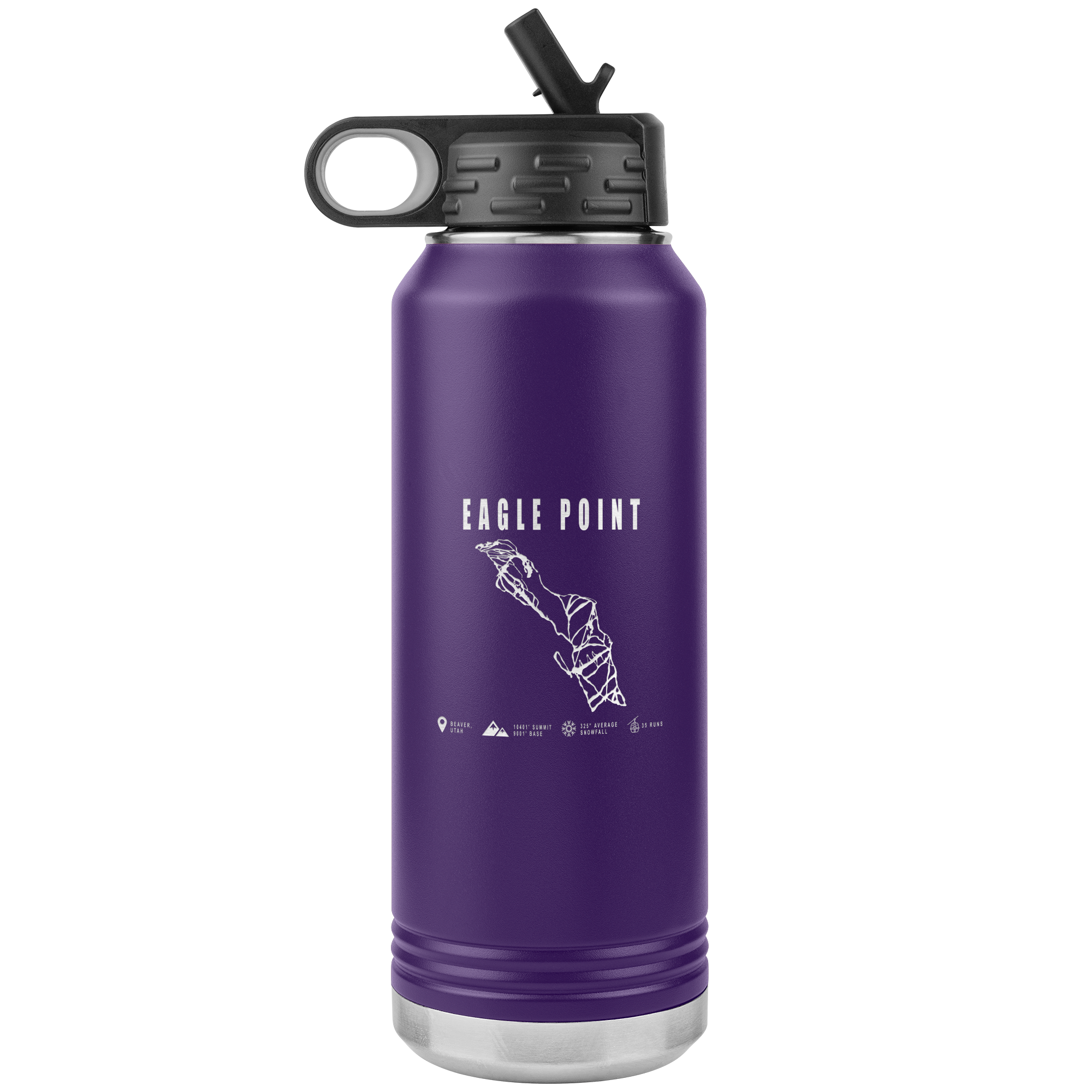 Eagle Point,Utah Ski Trail Map 32oz Water Bottle Tumbler - Powderaddicts