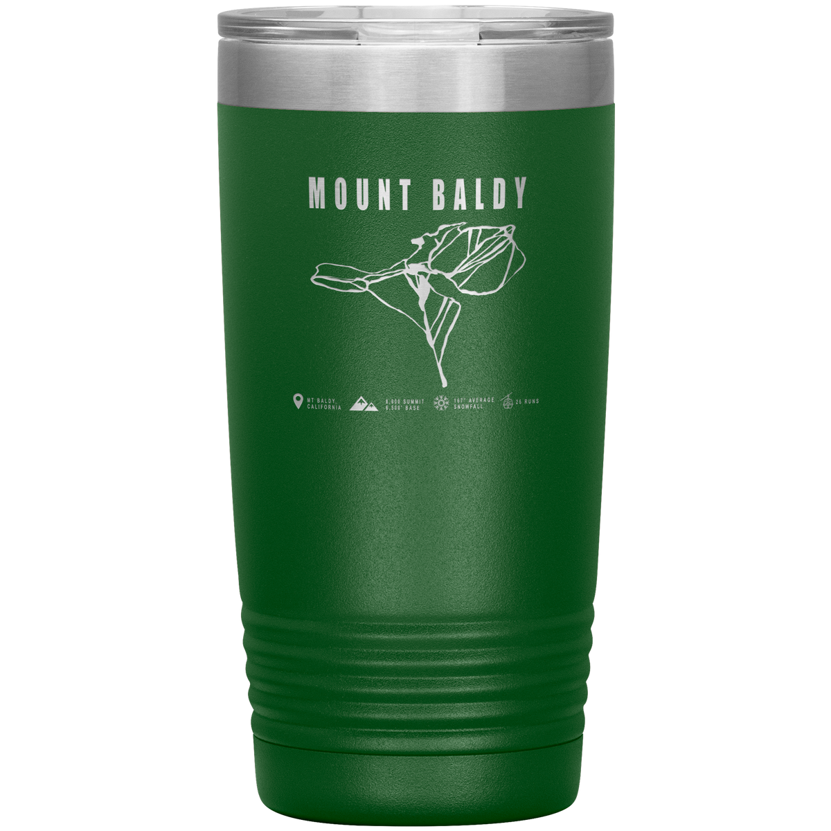 Mount Baldy, California Ski Trail Map 20oz Tumbler - Powderaddicts