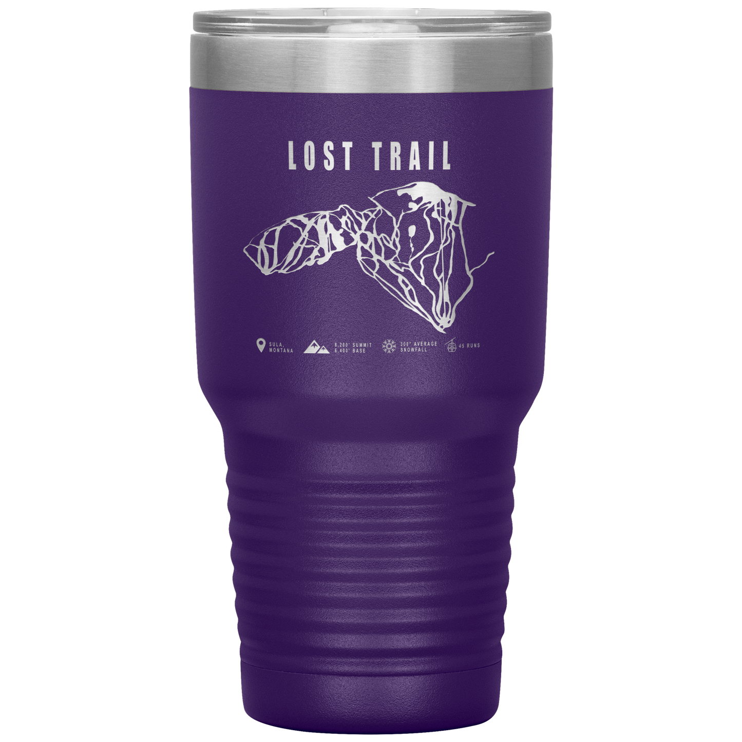 Lost Trail Montana Ski Trail Map 30oz Tumbler - Powderaddicts