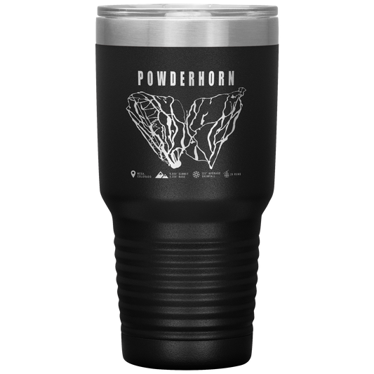 Powderhorn Colorado Ski Trail Map 30oz Tumbler - Powderaddicts