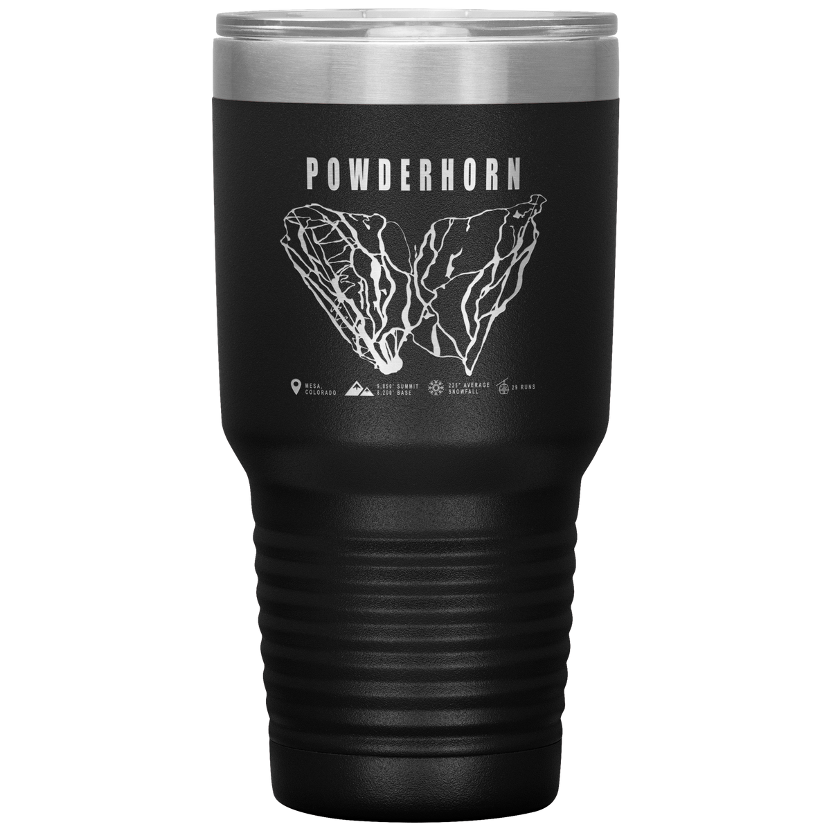 Powderhorn Colorado Ski Trail Map 30oz Tumbler - Powderaddicts