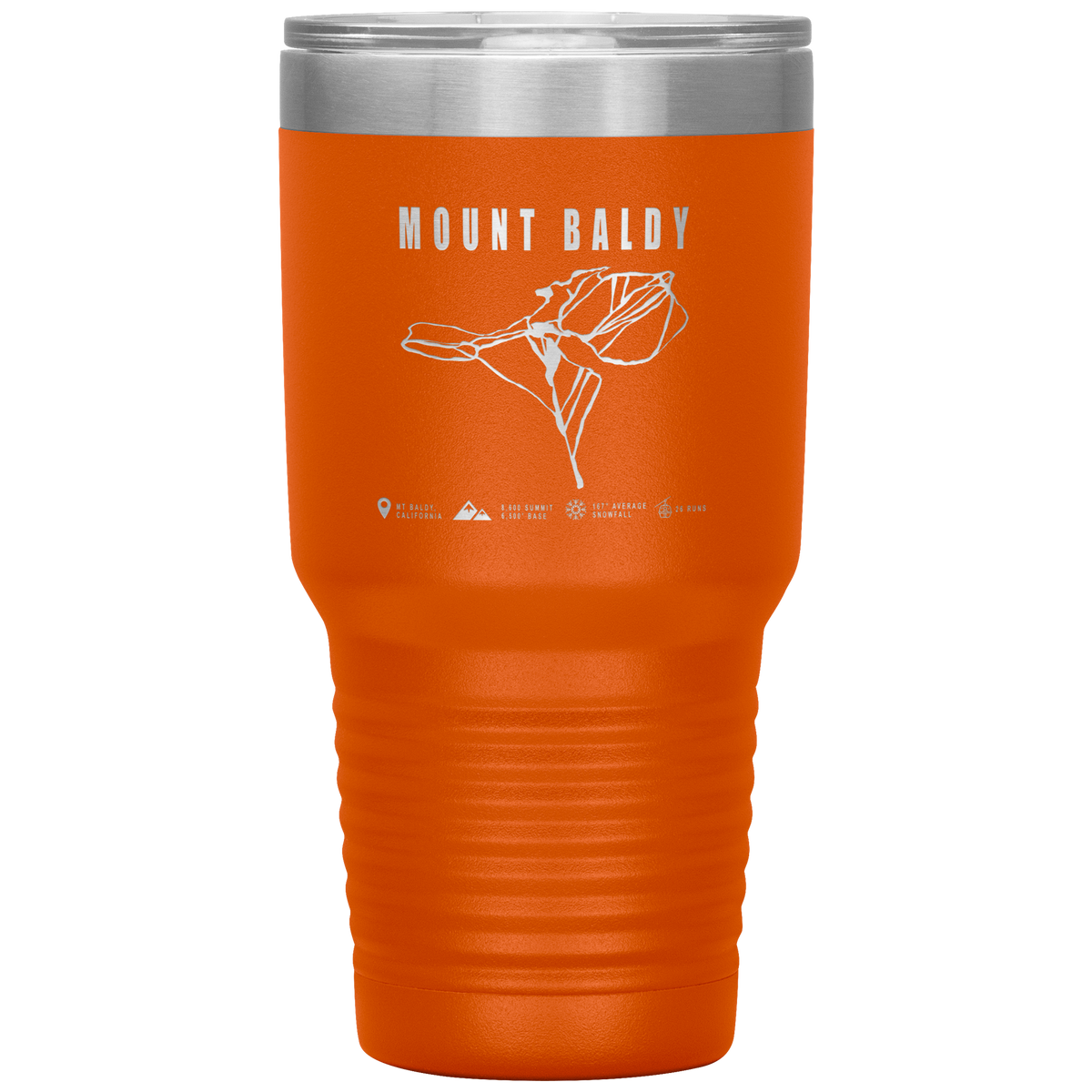 Mount Baldy, California Ski Trail Map 30oz Tumbler - Powderaddicts