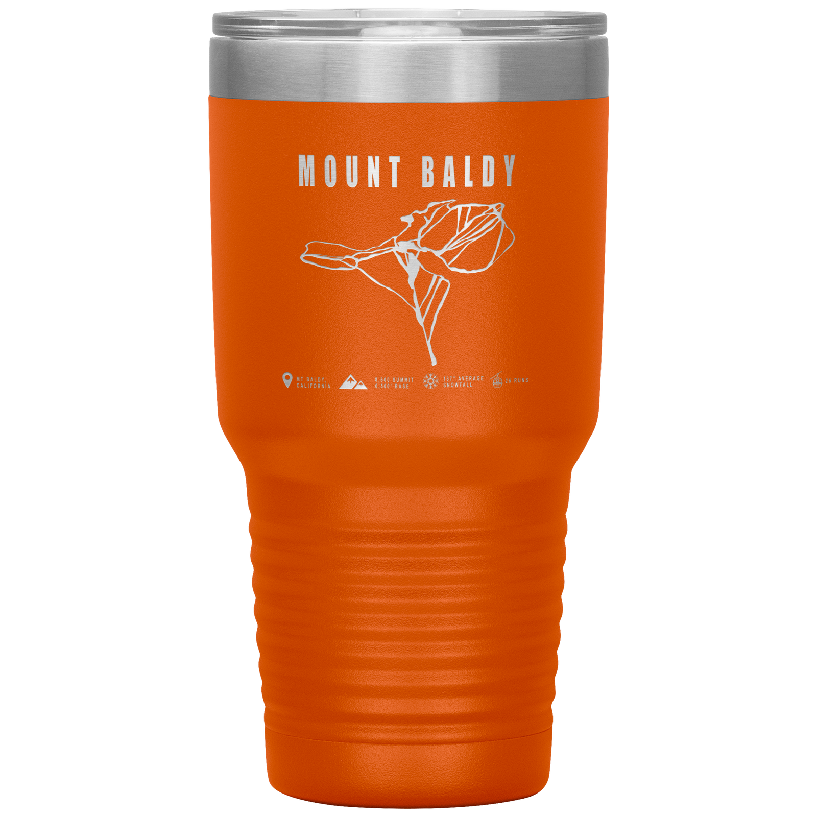 Mount Baldy, California Ski Trail Map 30oz Tumbler - Powderaddicts