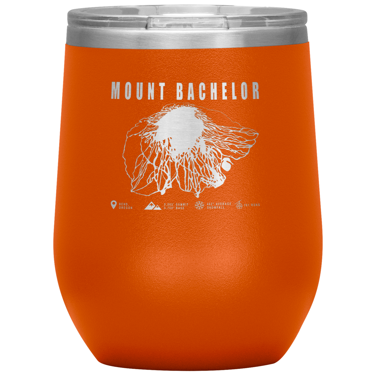 Mount Bachelor, Oregon Ski Trail Map Wine 12oz Tumbler - Powderaddicts