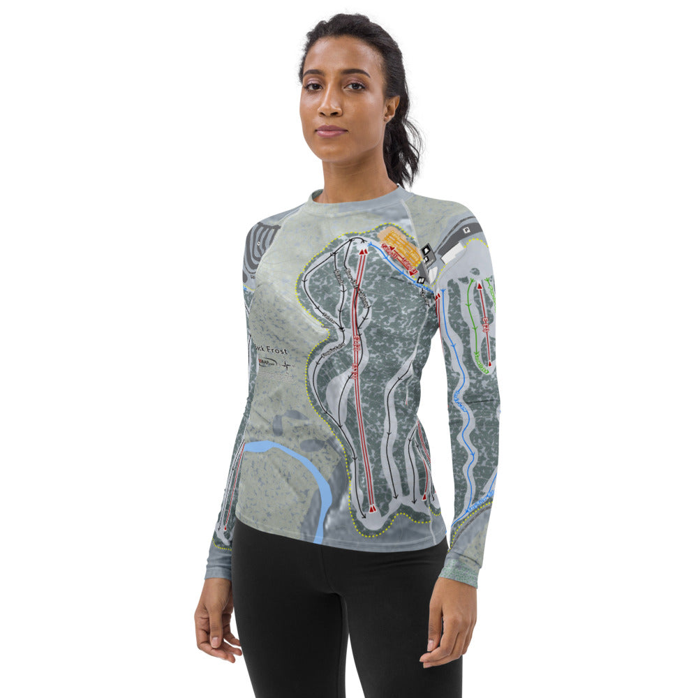 Jack Frost, Pennsylvania Ski Trail Map Women&#39;s Base Layer Top - Powderaddicts