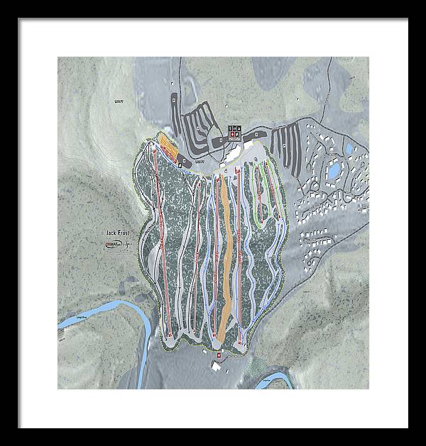 Jack Frost Ski Trail Map - Framed Print - Powderaddicts