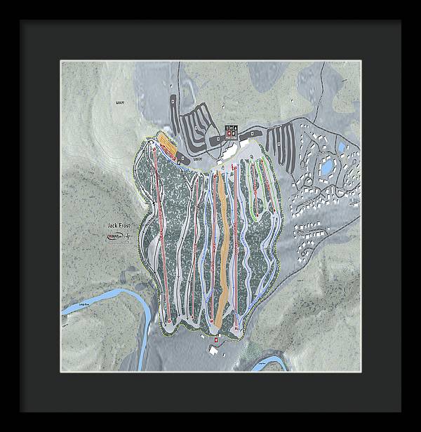 Jack Frost Ski Trail Map - Framed Print - Powderaddicts