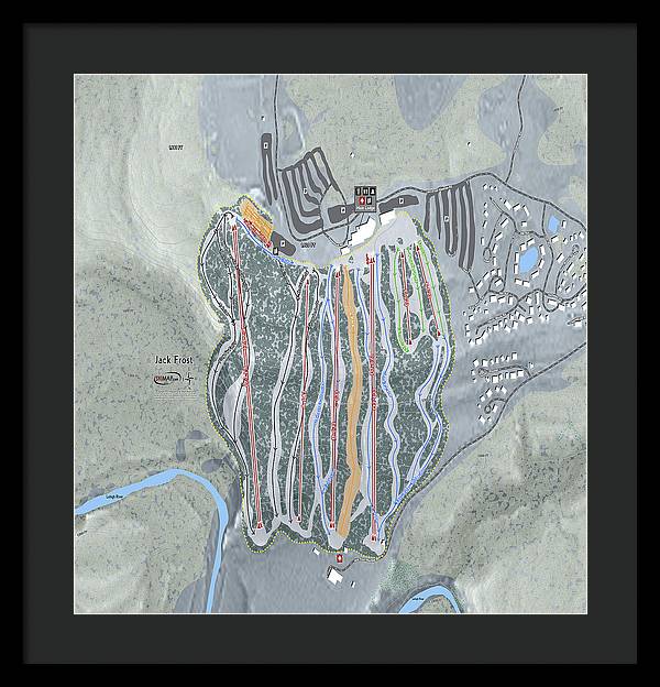 Jack Frost Ski Trail Map - Framed Print - Powderaddicts