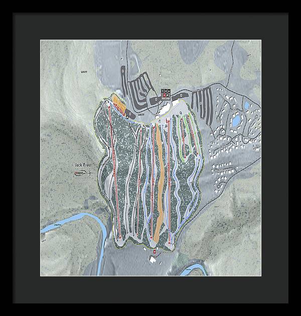 Jack Frost Ski Trail Map - Framed Print - Powderaddicts
