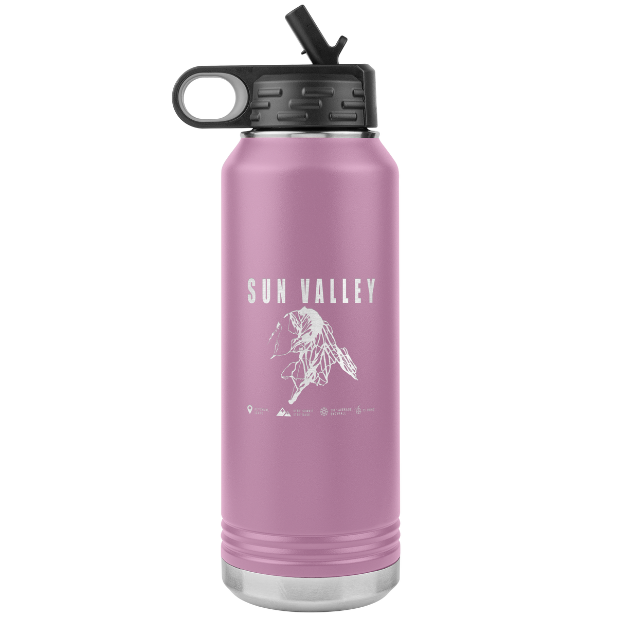 Sun Valley Idaho Ski Trail Map 32oz Water Bottle Tumbler - Powderaddicts