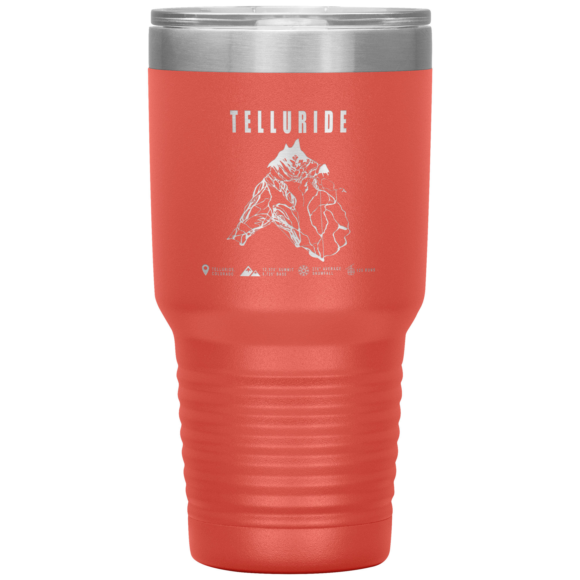 Telluride Colorado Ski Trail Map 30oz Tumbler - Powderaddicts