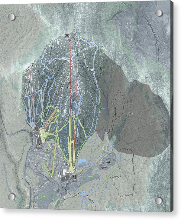 Jay Peak Ski Trail Map - Acrylic Print - Powderaddicts