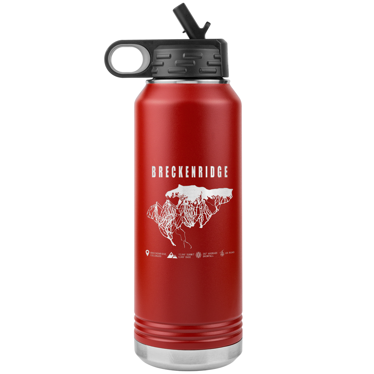 Breckenridge Colorado Ski Trail Map 32oz Water Bottle Tumbler - Powderaddicts