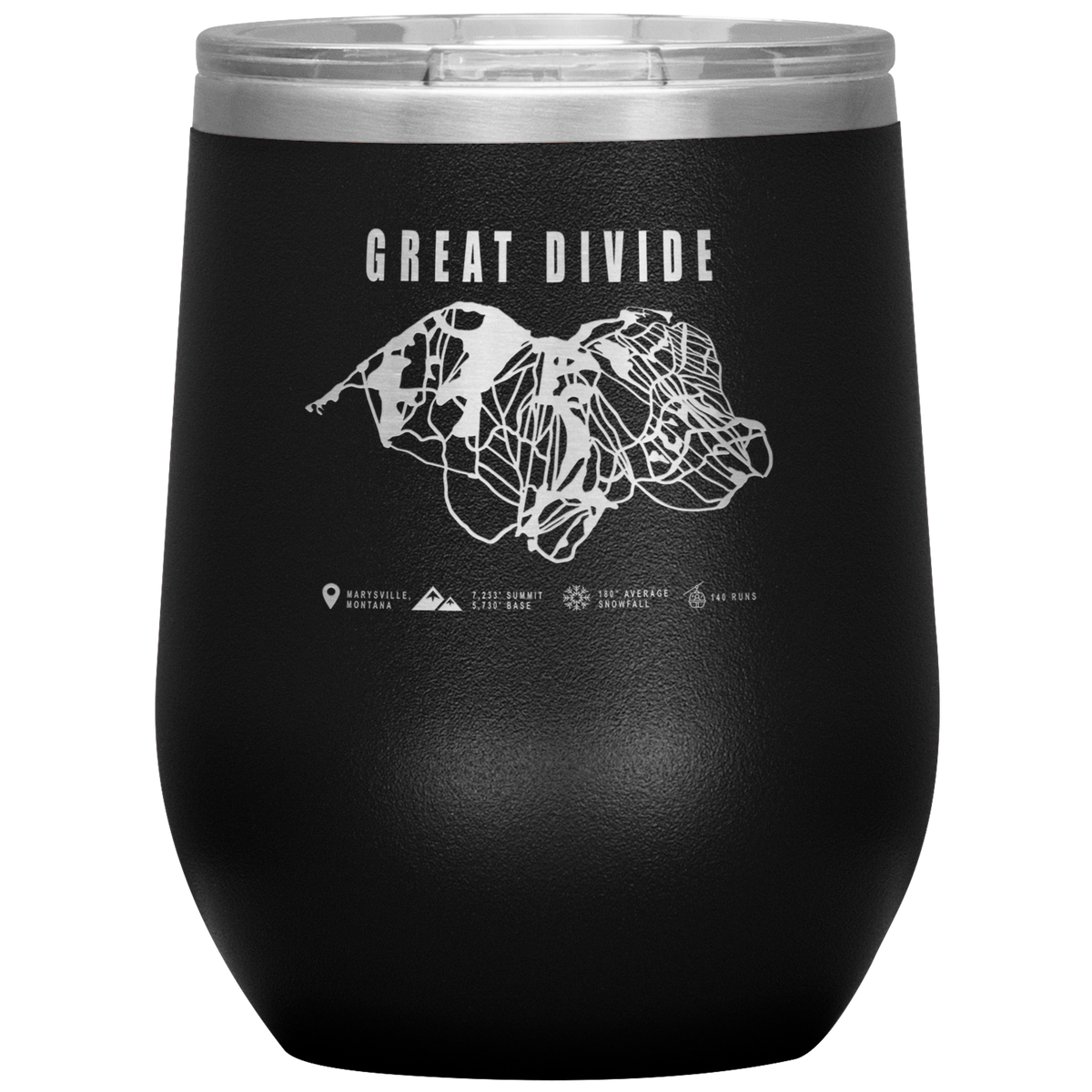 Great Divide Montana Ski Trail Map Wine 12oz Tumbler - Powderaddicts