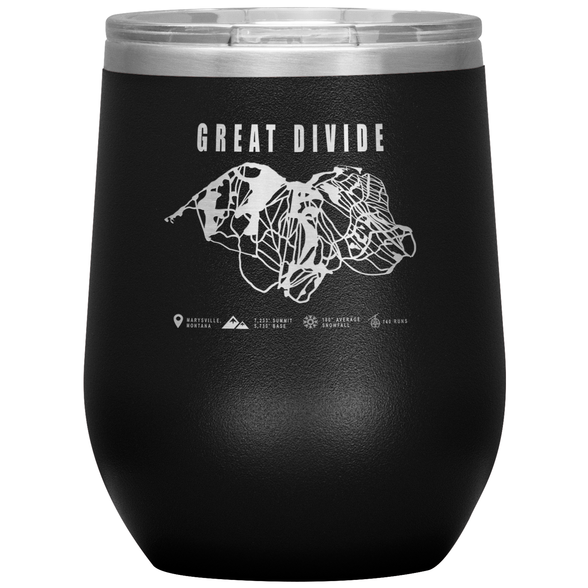 Great Divide Montana Ski Trail Map Wine 12oz Tumbler - Powderaddicts