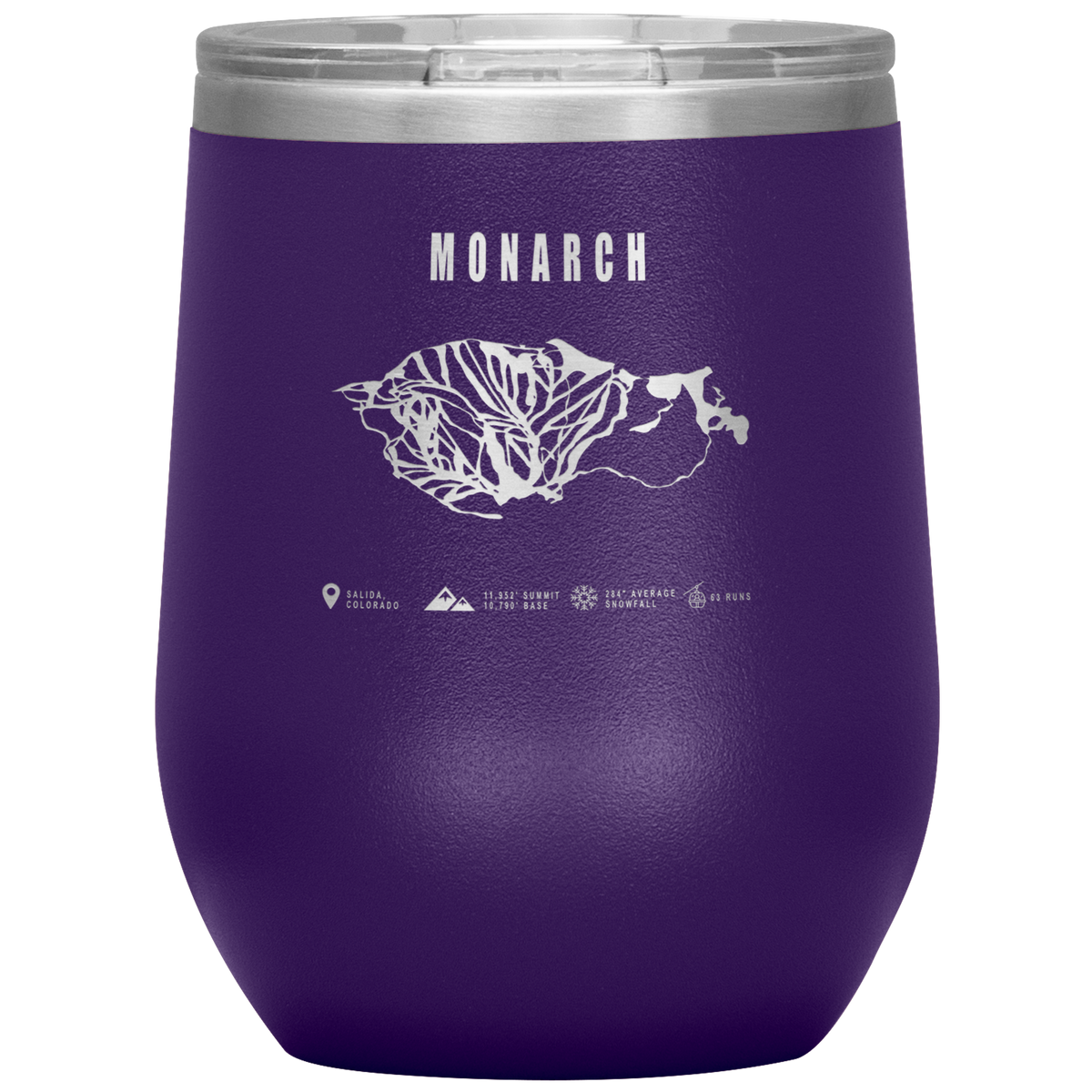 Monarch Colorado Ski Trail Map Wine 12oz Tumbler - Powderaddicts