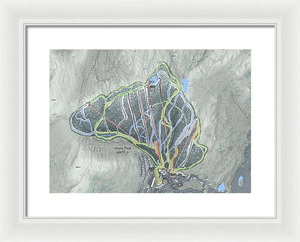 Jiminy Peak, Massachusetts Ski Resort Map - Framed Print