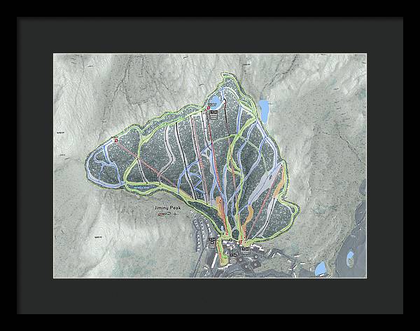 Jiminy Peak, Massachusetts Ski Resort Map - Framed Print