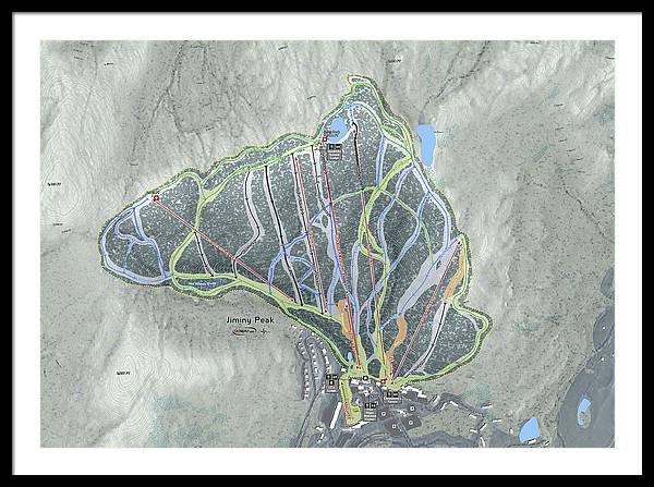 Jiminy Peak, Massachusetts Ski Resort Map - Framed Print